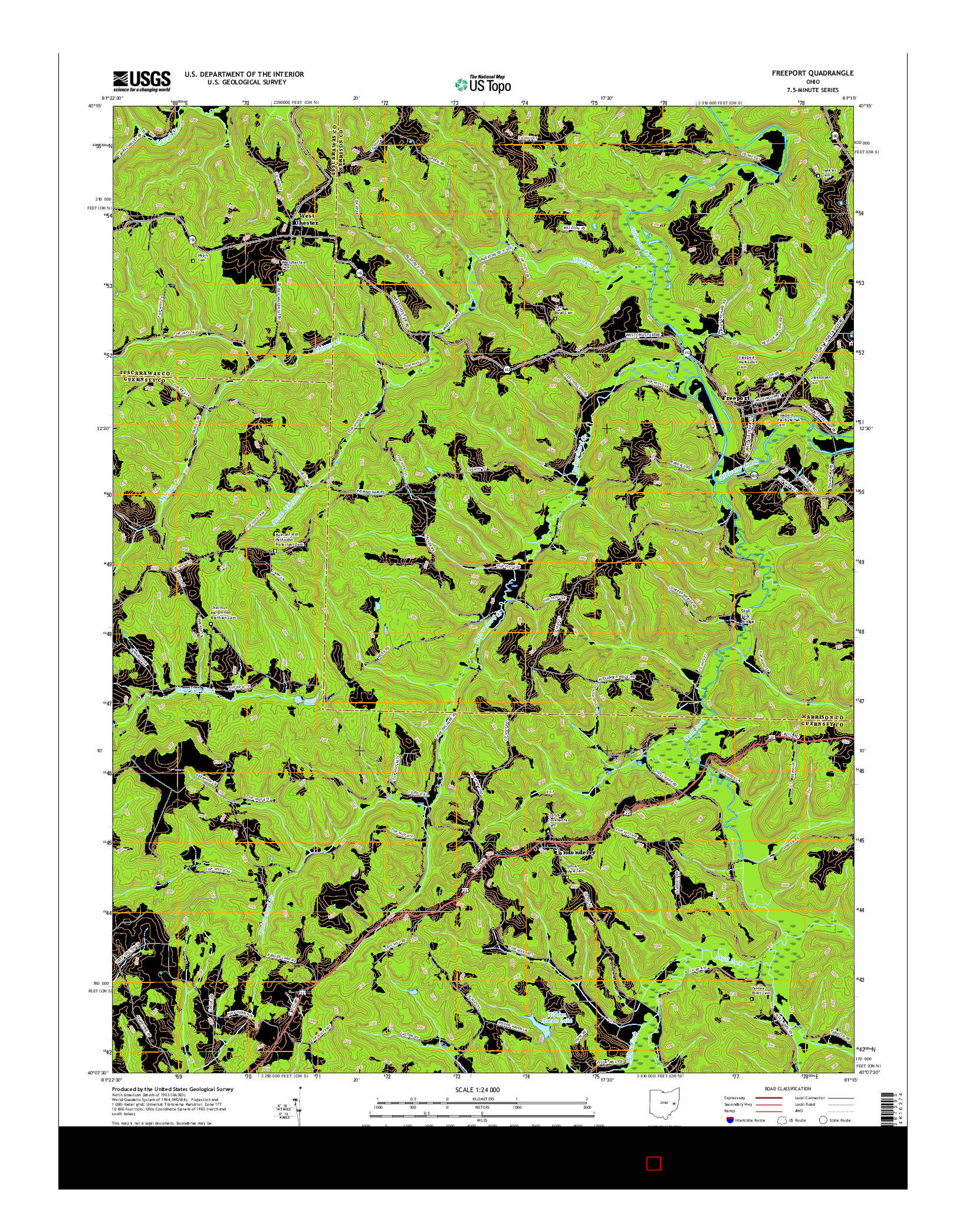 USGS US TOPO 7.5-MINUTE MAP FOR FREEPORT, OH 2016