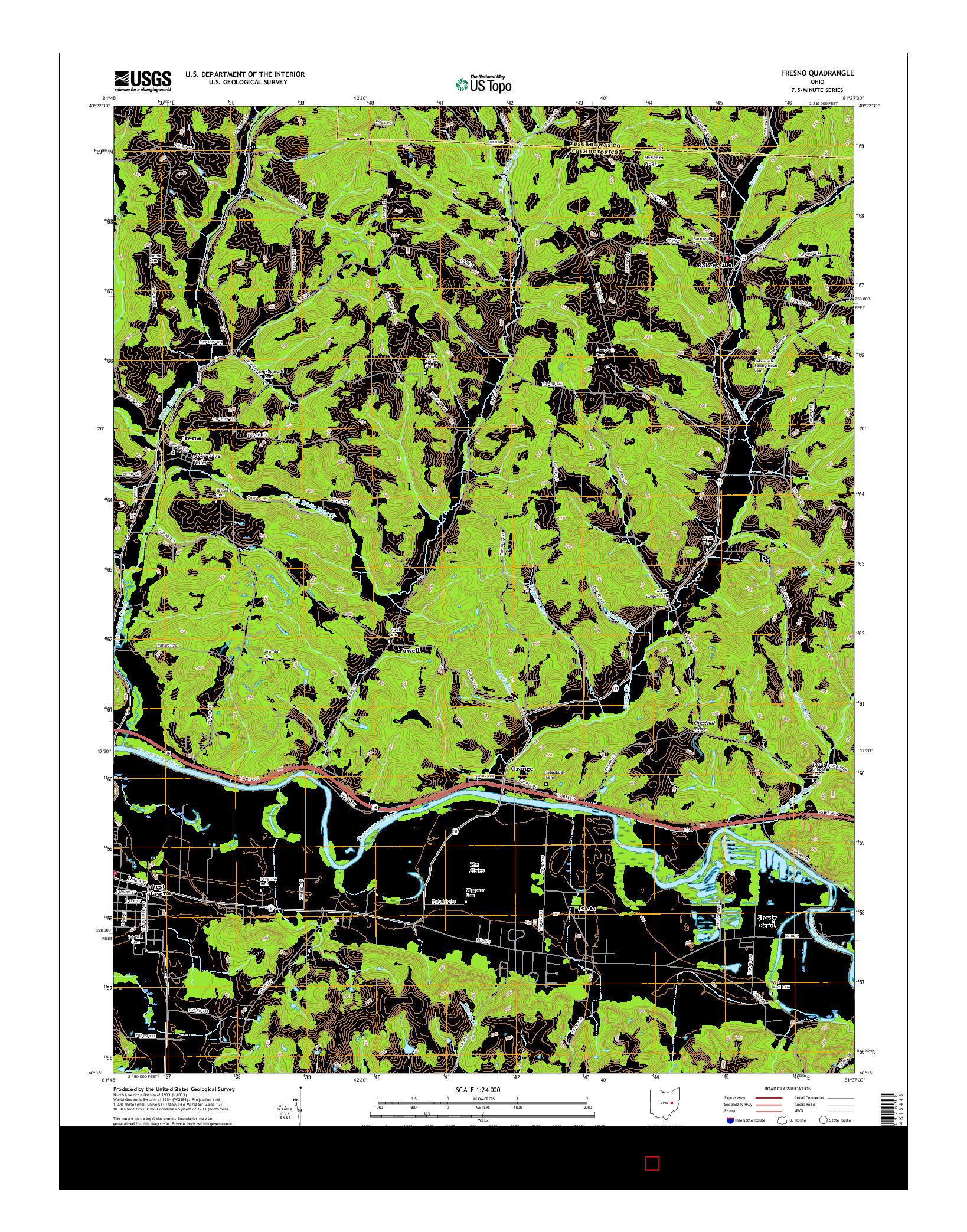 USGS US TOPO 7.5-MINUTE MAP FOR FRESNO, OH 2016
