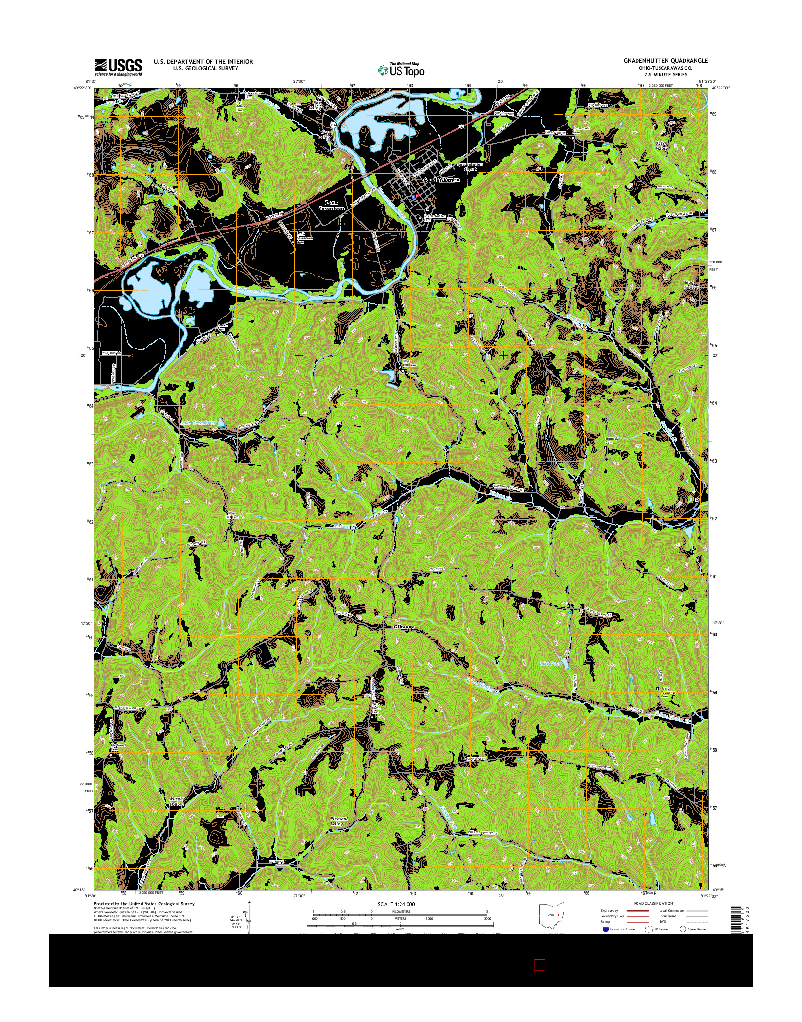 USGS US TOPO 7.5-MINUTE MAP FOR GNADENHUTTEN, OH 2016
