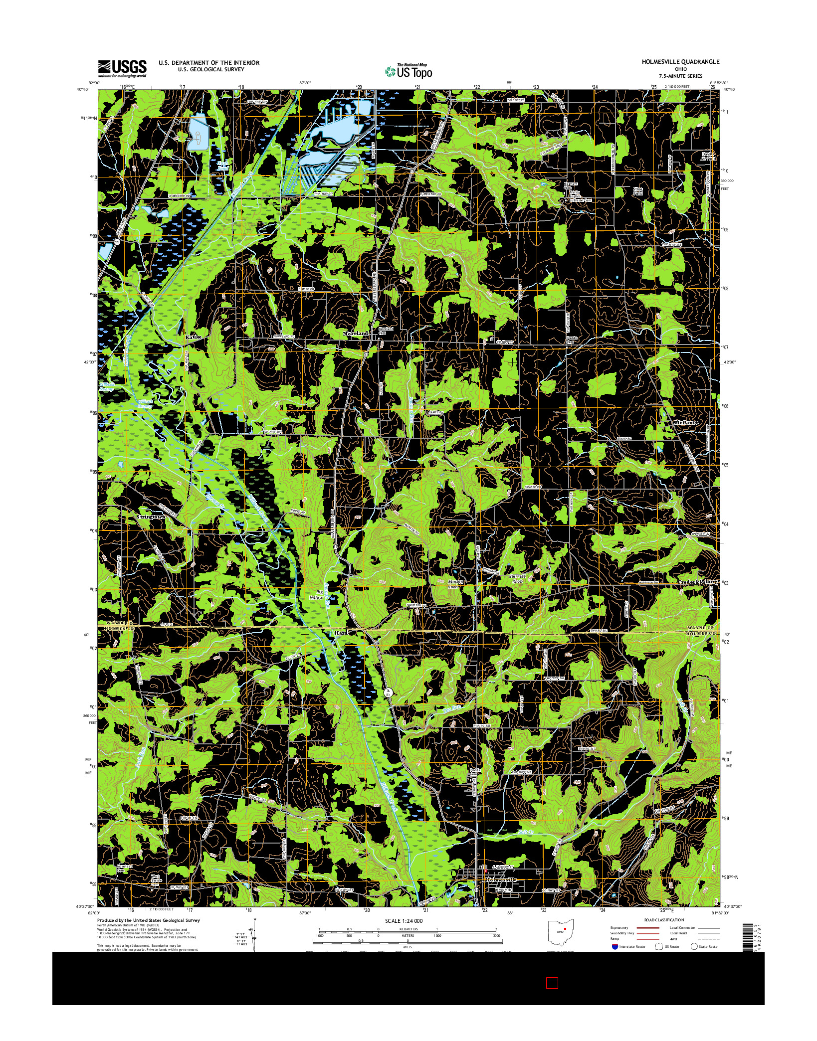 USGS US TOPO 7.5-MINUTE MAP FOR HOLMESVILLE, OH 2016