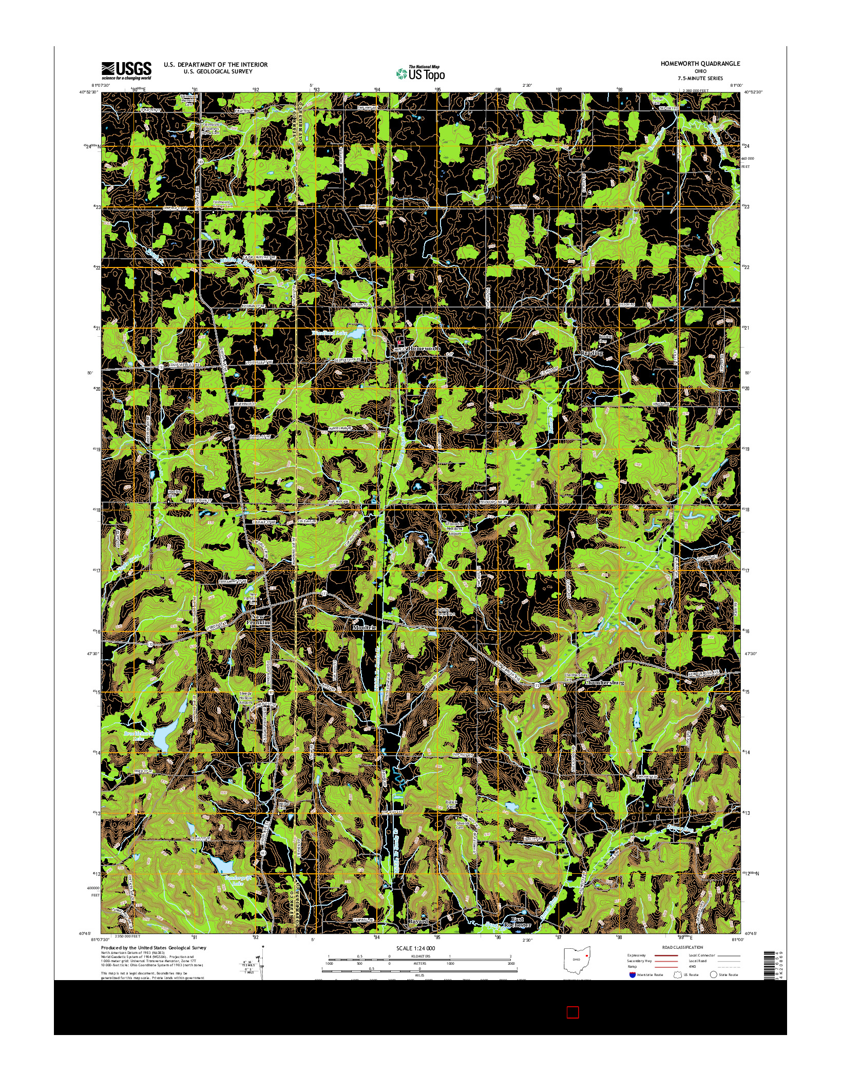 USGS US TOPO 7.5-MINUTE MAP FOR HOMEWORTH, OH 2016