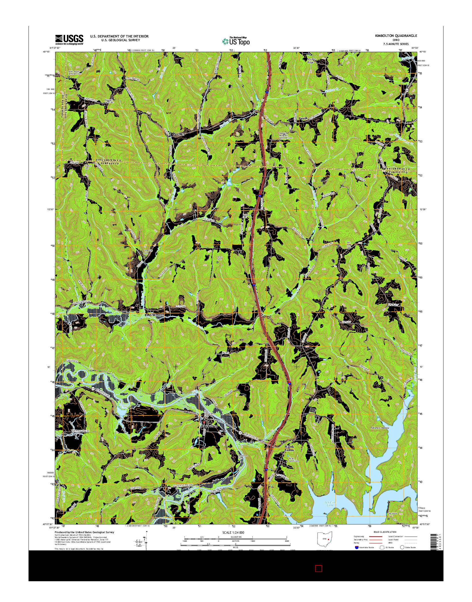 USGS US TOPO 7.5-MINUTE MAP FOR KIMBOLTON, OH 2016