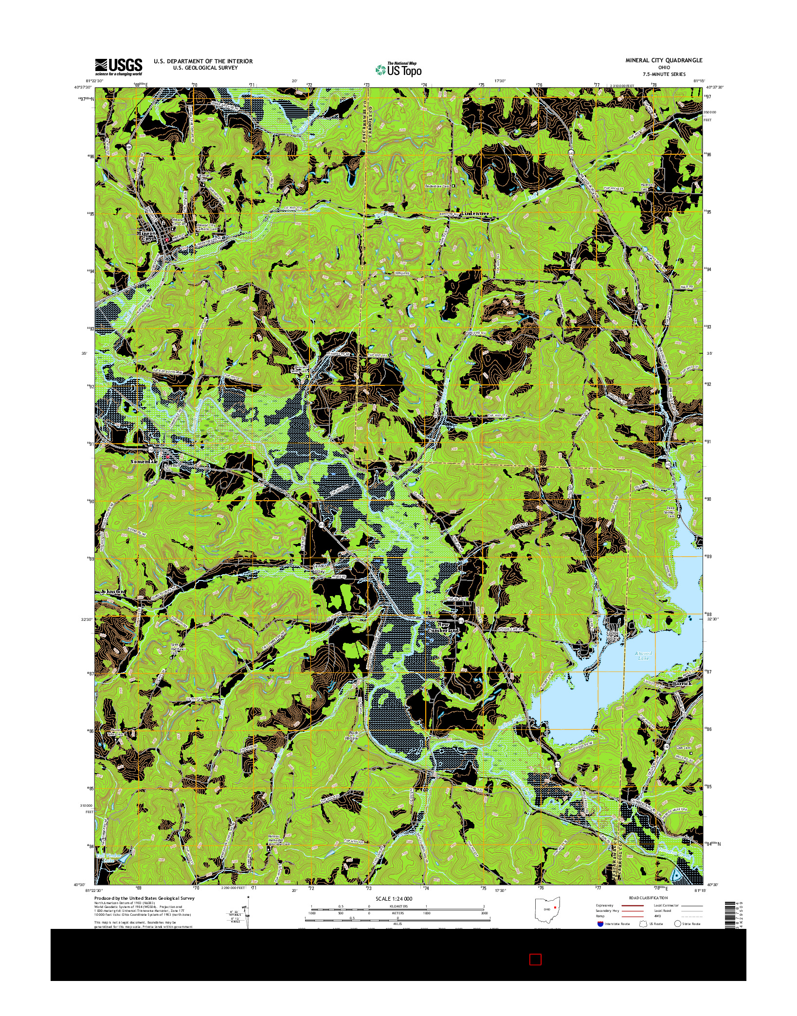 USGS US TOPO 7.5-MINUTE MAP FOR MINERAL CITY, OH 2016