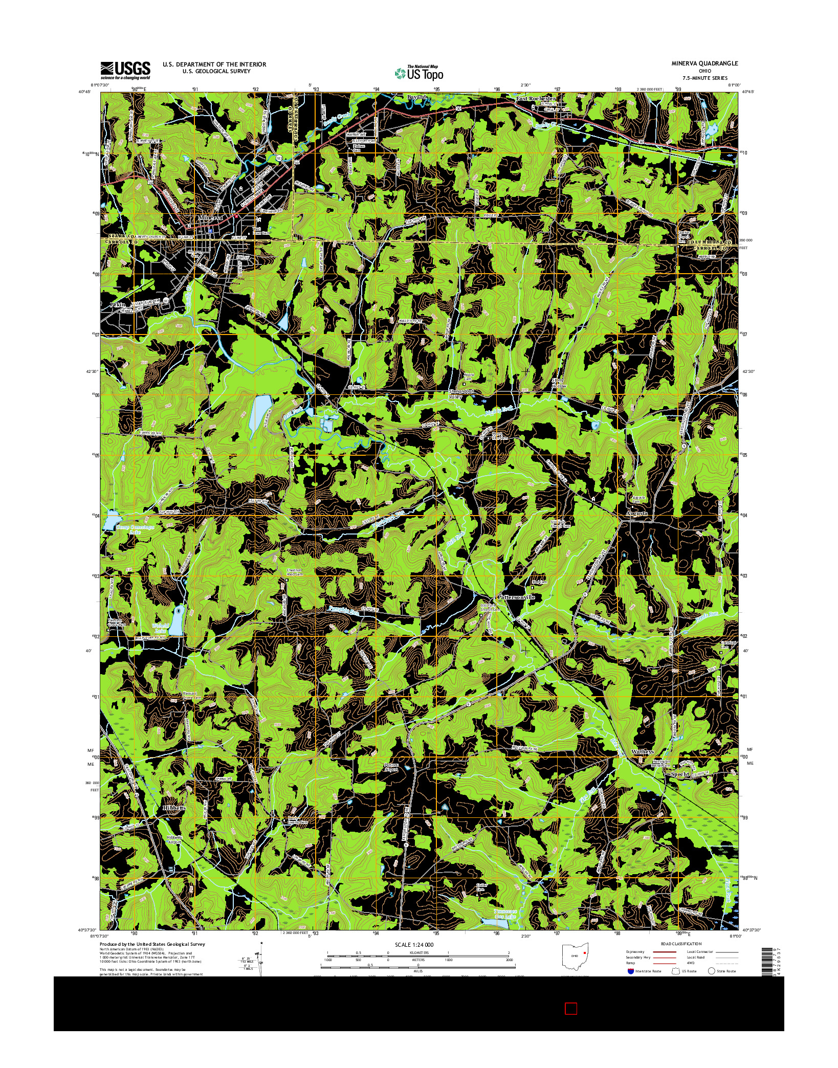 USGS US TOPO 7.5-MINUTE MAP FOR MINERVA, OH 2016