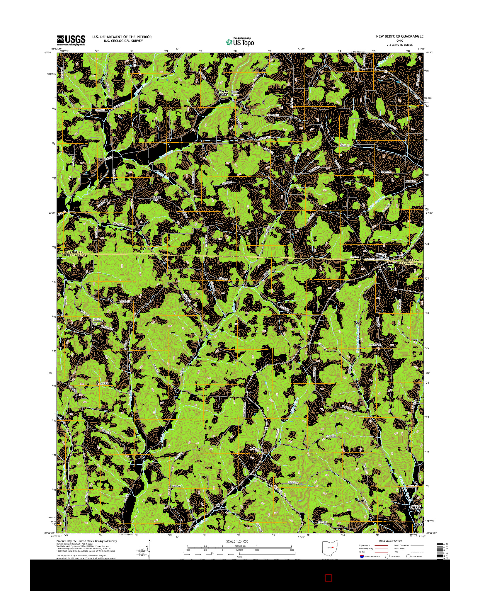 USGS US TOPO 7.5-MINUTE MAP FOR NEW BEDFORD, OH 2016