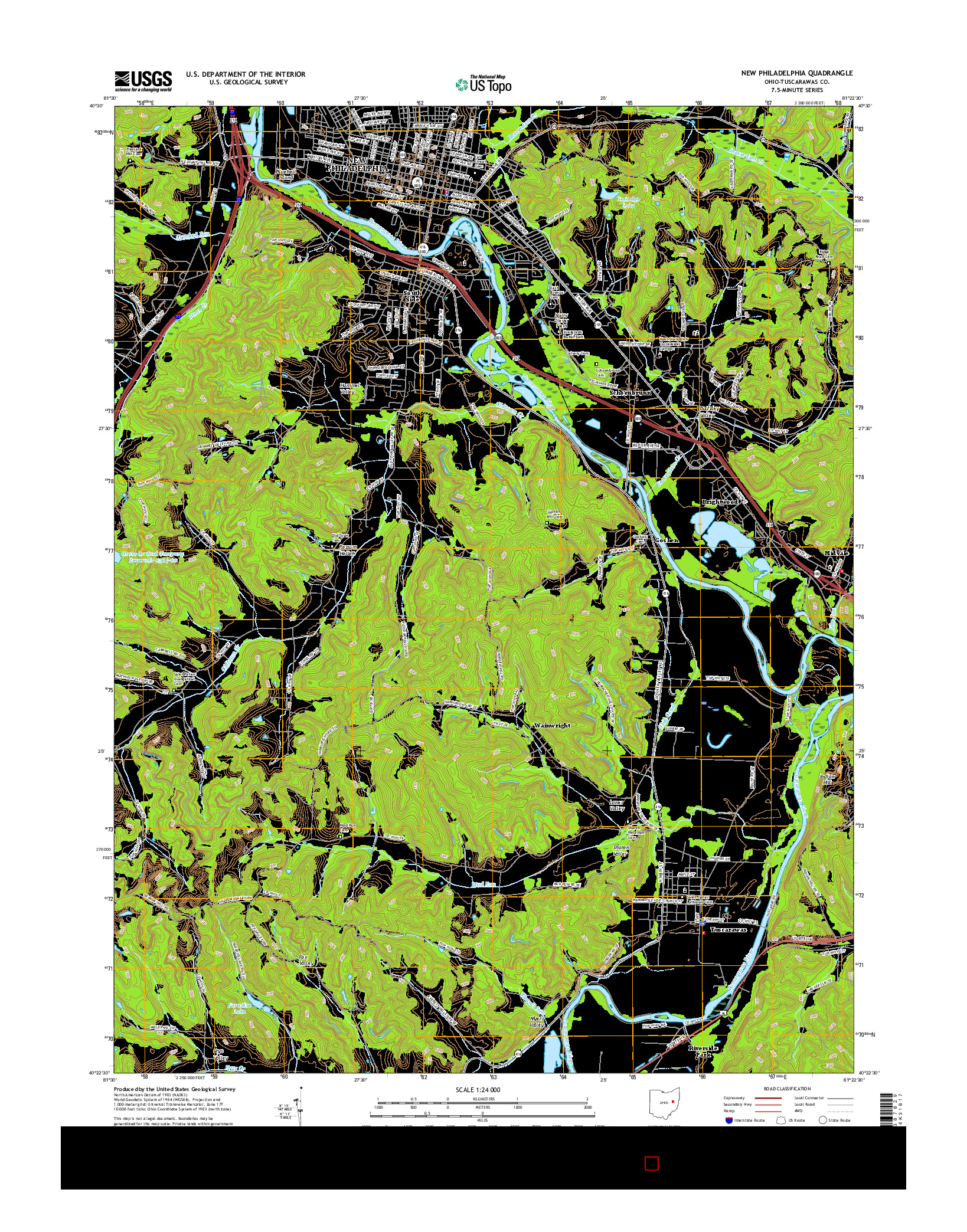 USGS US TOPO 7.5-MINUTE MAP FOR NEW PHILADELPHIA, OH 2016