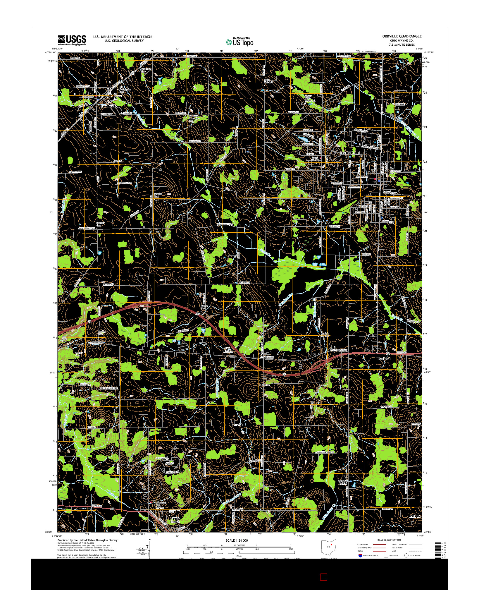 USGS US TOPO 7.5-MINUTE MAP FOR ORRVILLE, OH 2016