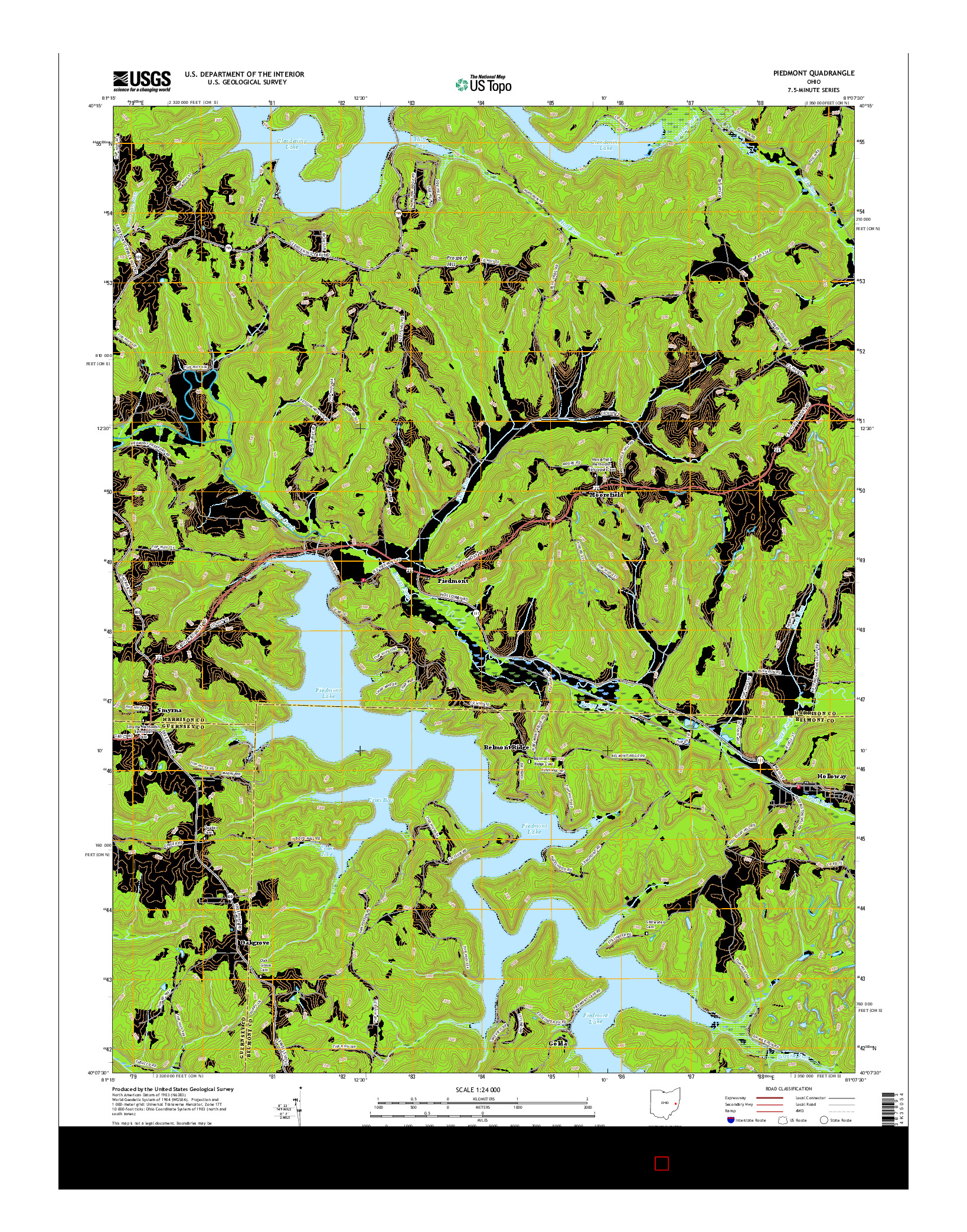 USGS US TOPO 7.5-MINUTE MAP FOR PIEDMONT, OH 2016