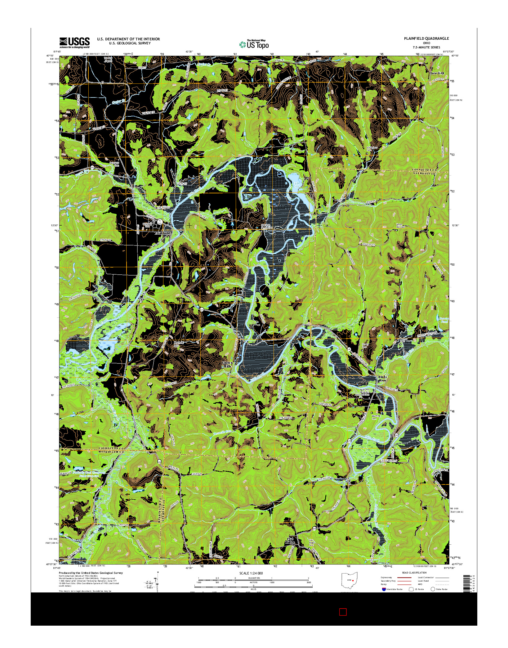 USGS US TOPO 7.5-MINUTE MAP FOR PLAINFIELD, OH 2016