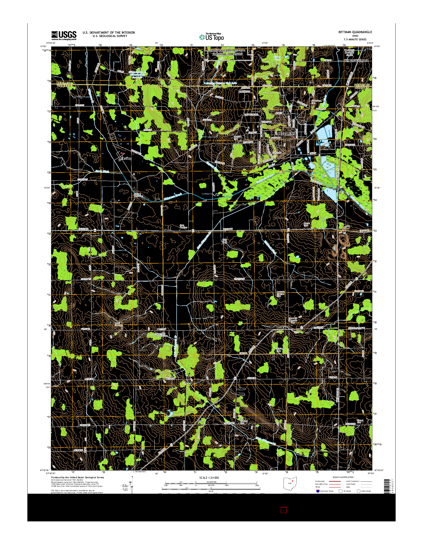 USGS US TOPO 7.5-MINUTE MAP FOR RITTMAN, OH 2016