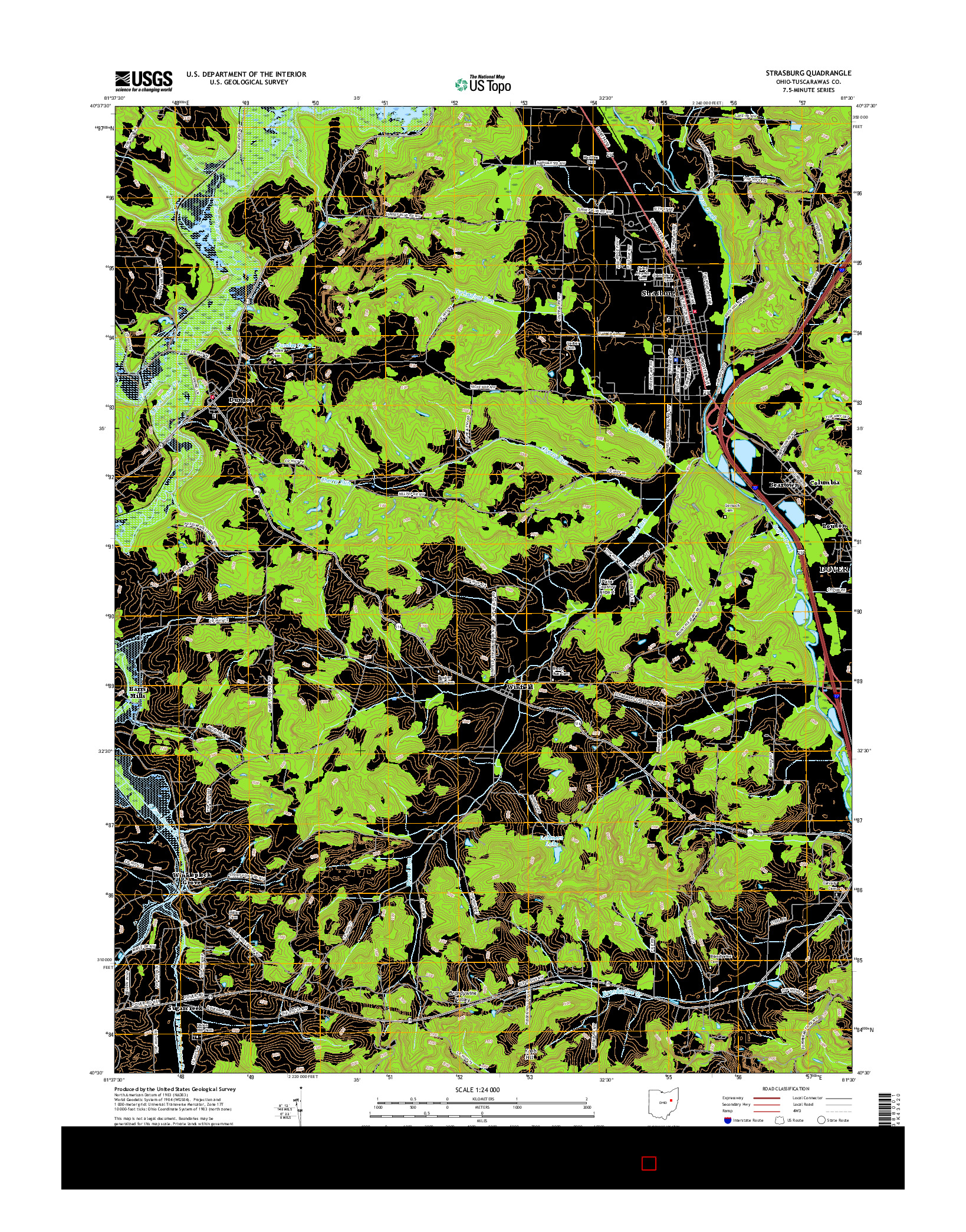 USGS US TOPO 7.5-MINUTE MAP FOR STRASBURG, OH 2016