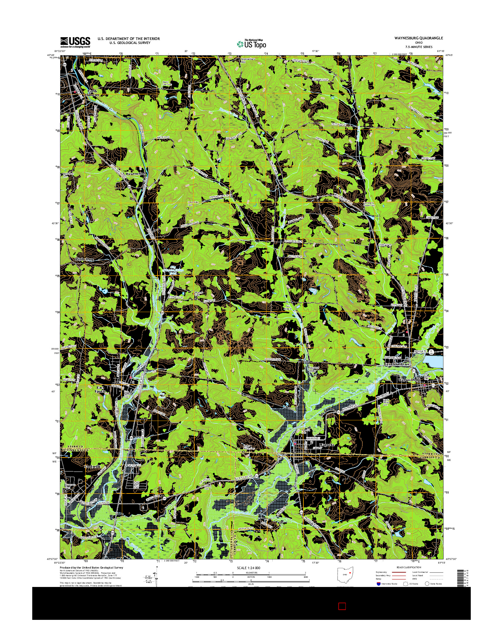 USGS US TOPO 7.5-MINUTE MAP FOR WAYNESBURG, OH 2016