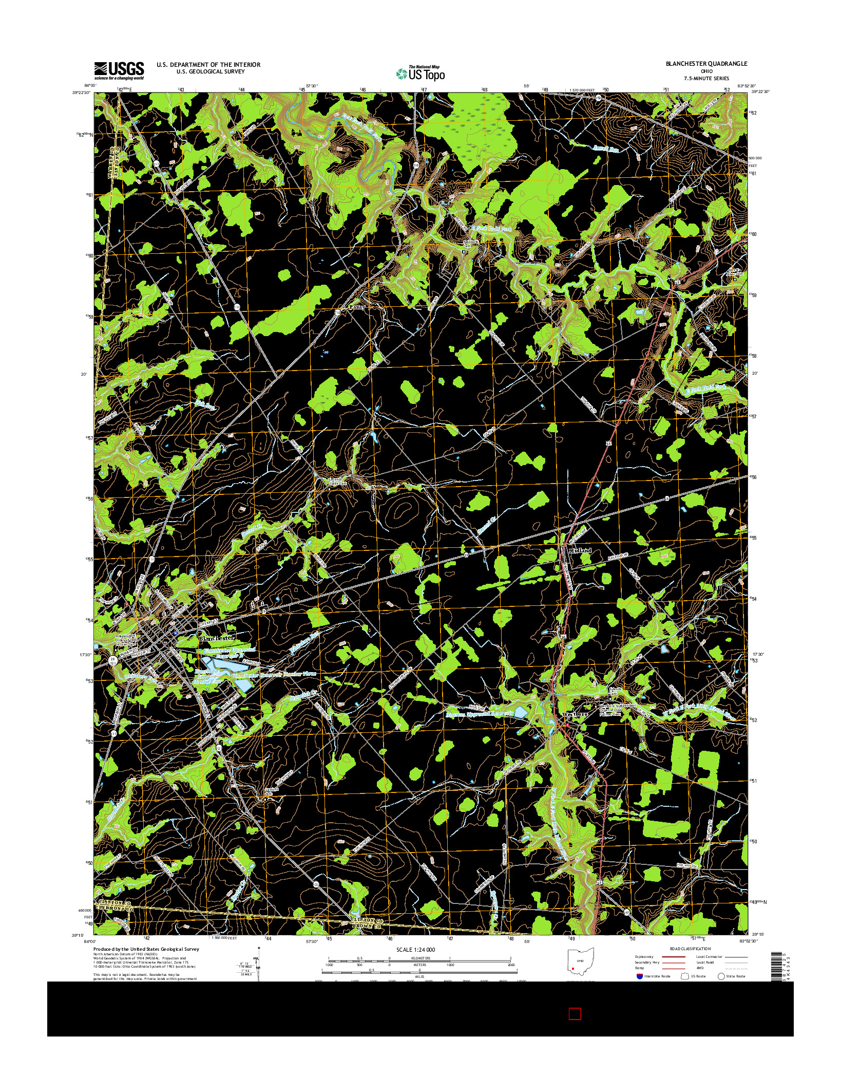 USGS US TOPO 7.5-MINUTE MAP FOR BLANCHESTER, OH 2016