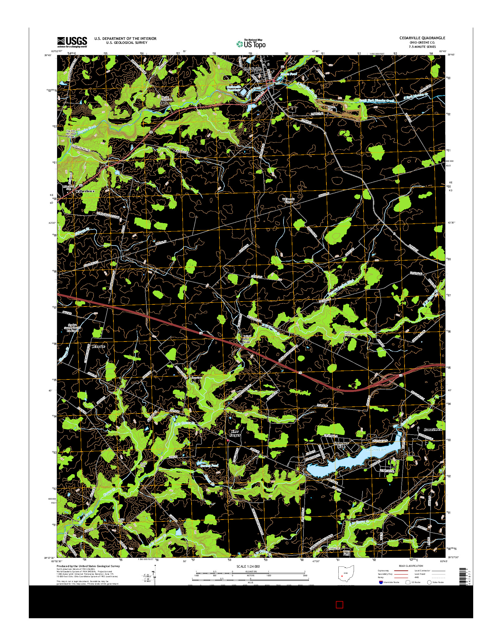USGS US TOPO 7.5-MINUTE MAP FOR CEDARVILLE, OH 2016