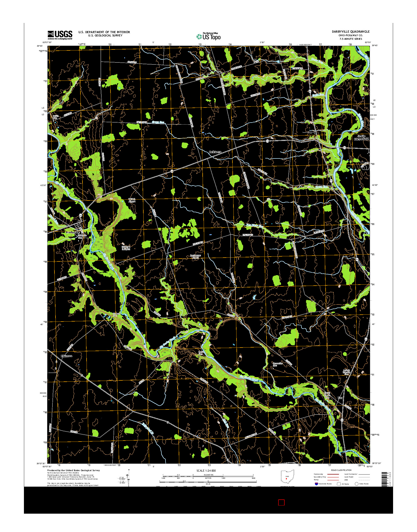 USGS US TOPO 7.5-MINUTE MAP FOR DARBYVILLE, OH 2016