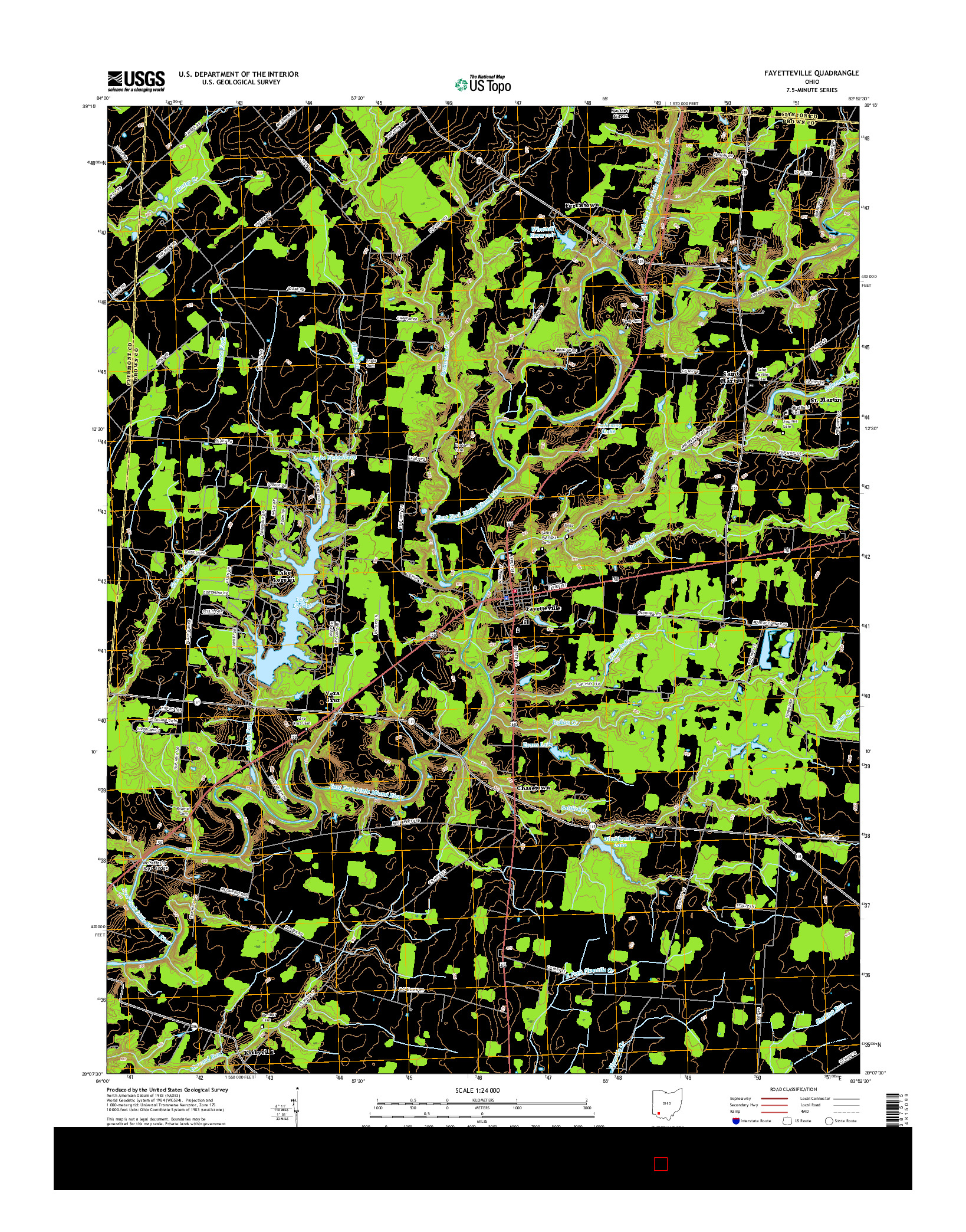 USGS US TOPO 7.5-MINUTE MAP FOR FAYETTEVILLE, OH 2016