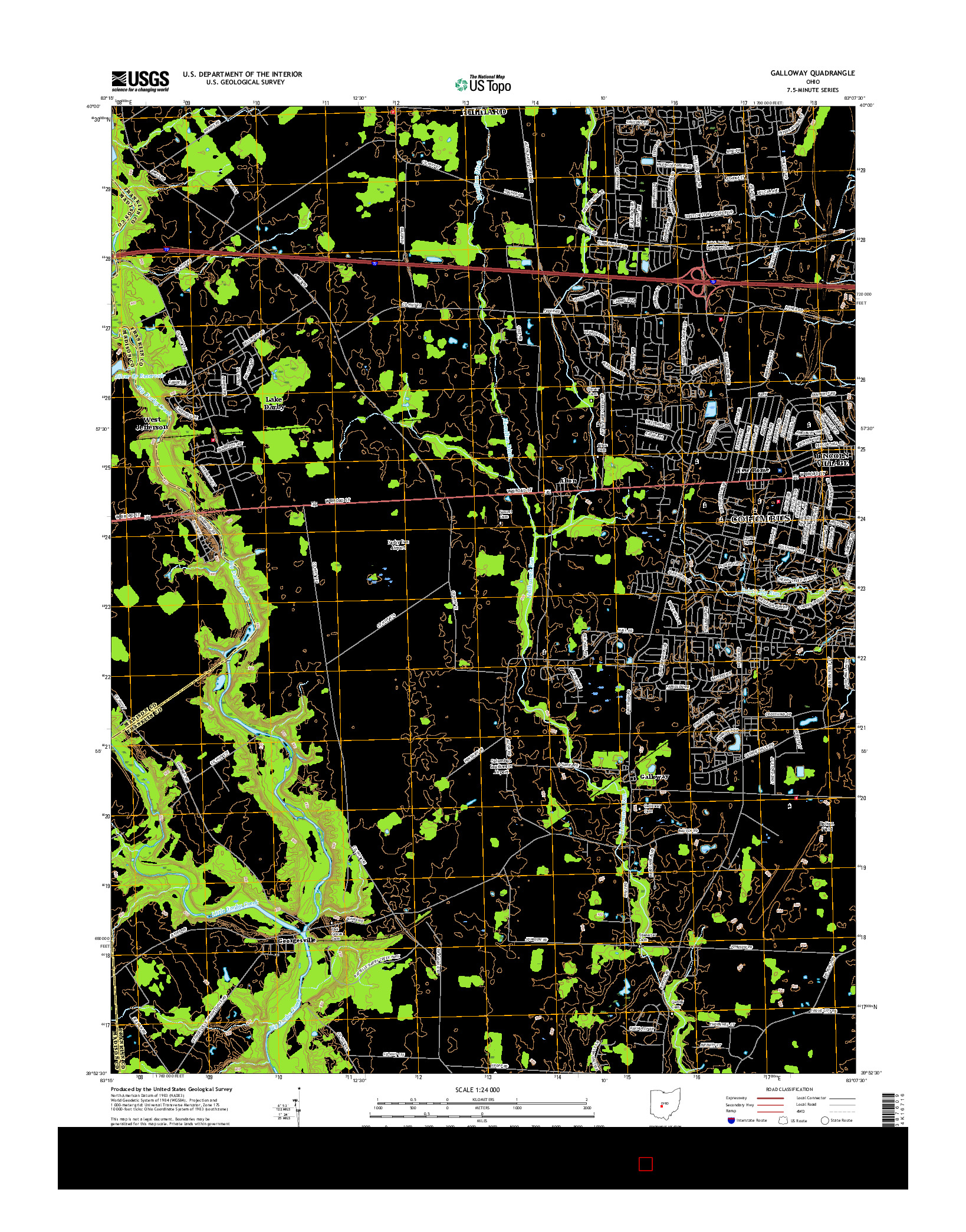 USGS US TOPO 7.5-MINUTE MAP FOR GALLOWAY, OH 2016