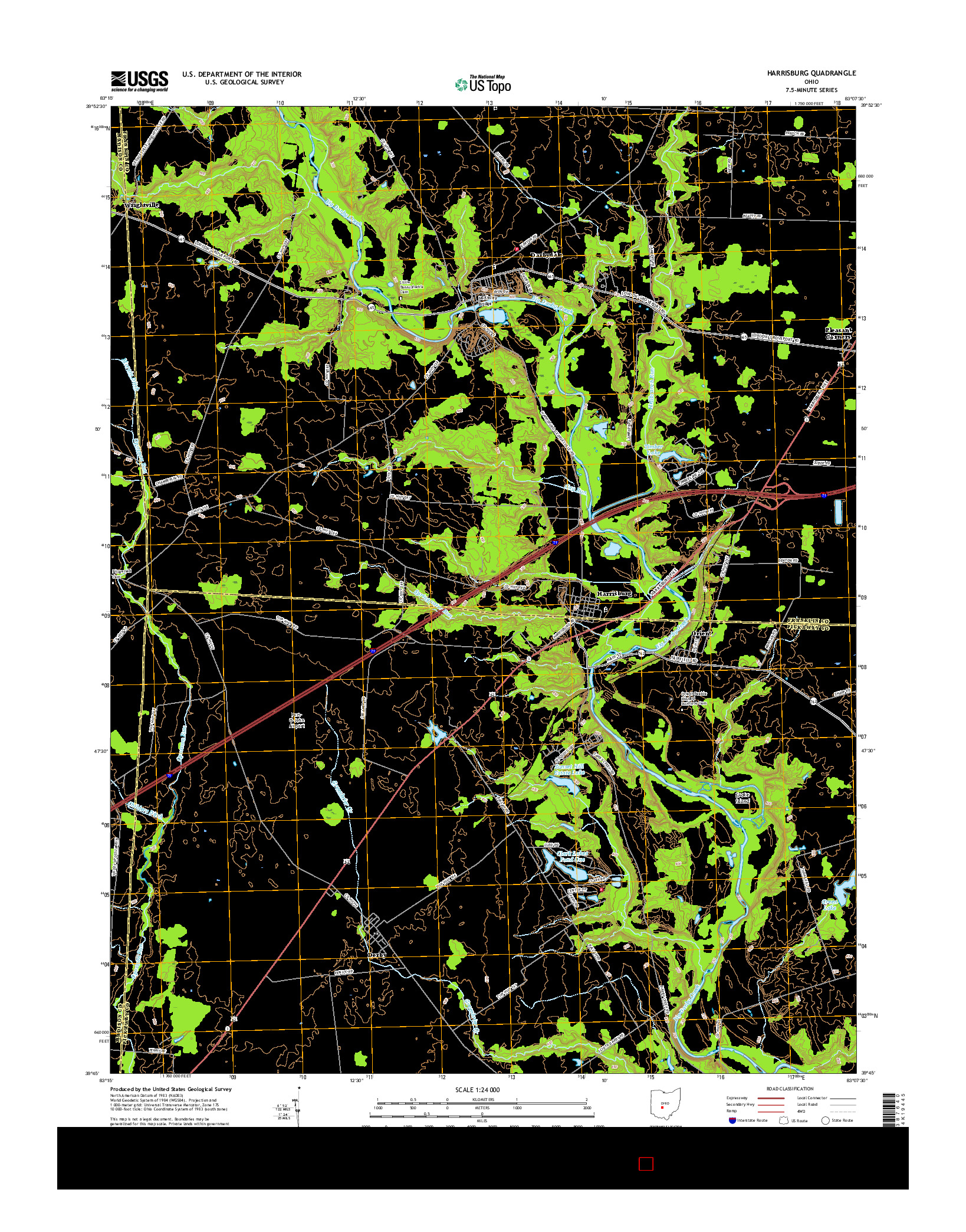 USGS US TOPO 7.5-MINUTE MAP FOR HARRISBURG, OH 2016