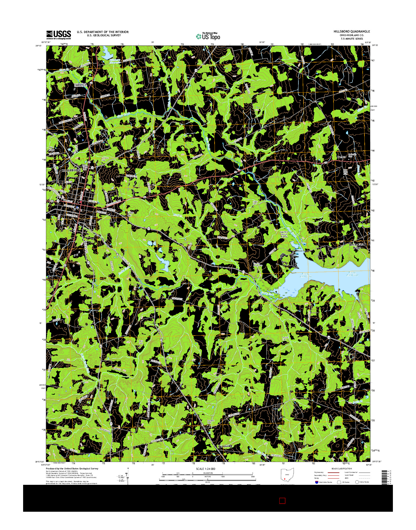 USGS US TOPO 7.5-MINUTE MAP FOR HILLSBORO, OH 2016