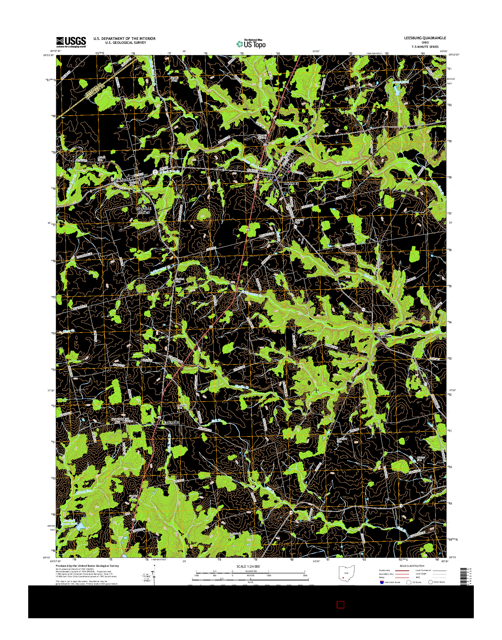 USGS US TOPO 7.5-MINUTE MAP FOR LEESBURG, OH 2016