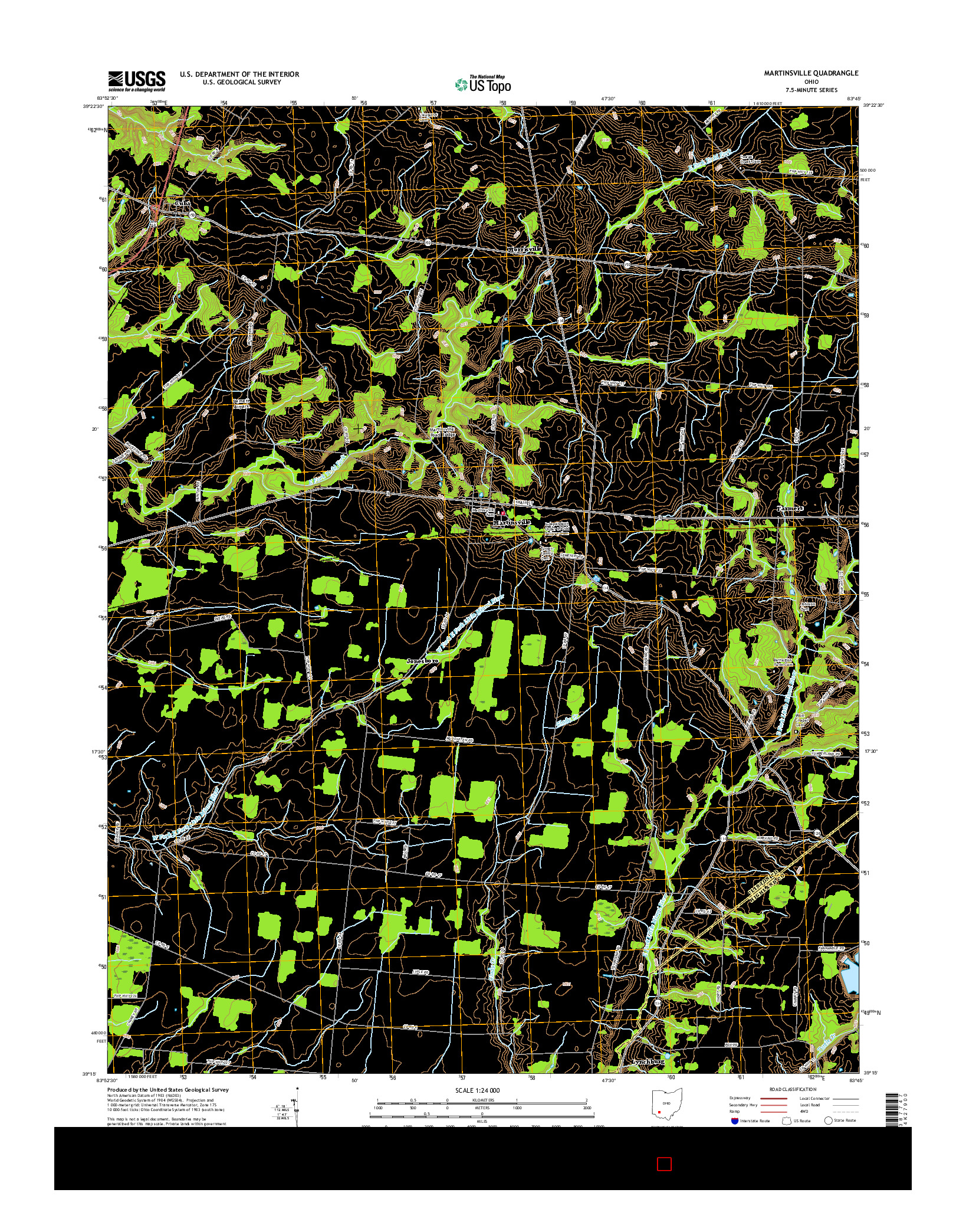 USGS US TOPO 7.5-MINUTE MAP FOR MARTINSVILLE, OH 2016