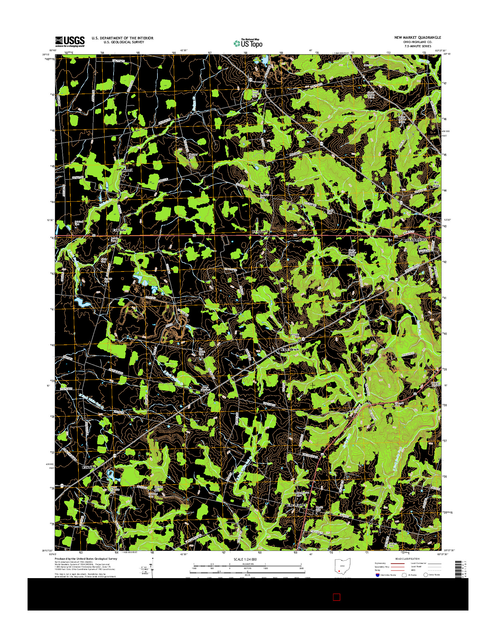 USGS US TOPO 7.5-MINUTE MAP FOR NEW MARKET, OH 2016