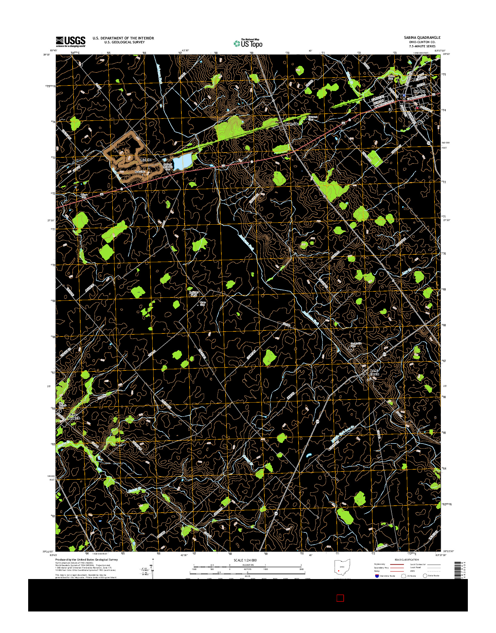 USGS US TOPO 7.5-MINUTE MAP FOR SABINA, OH 2016