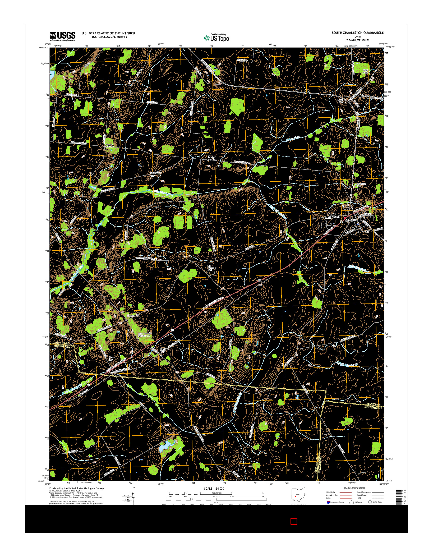 USGS US TOPO 7.5-MINUTE MAP FOR SOUTH CHARLESTON, OH 2016