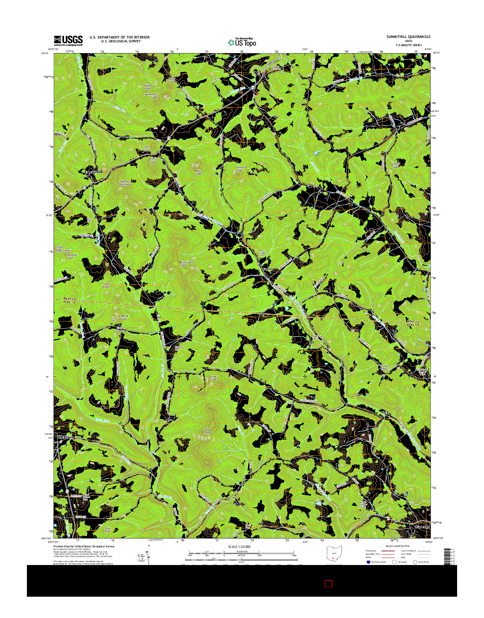 USGS US TOPO 7.5-MINUTE MAP FOR SUMMITHILL, OH 2016