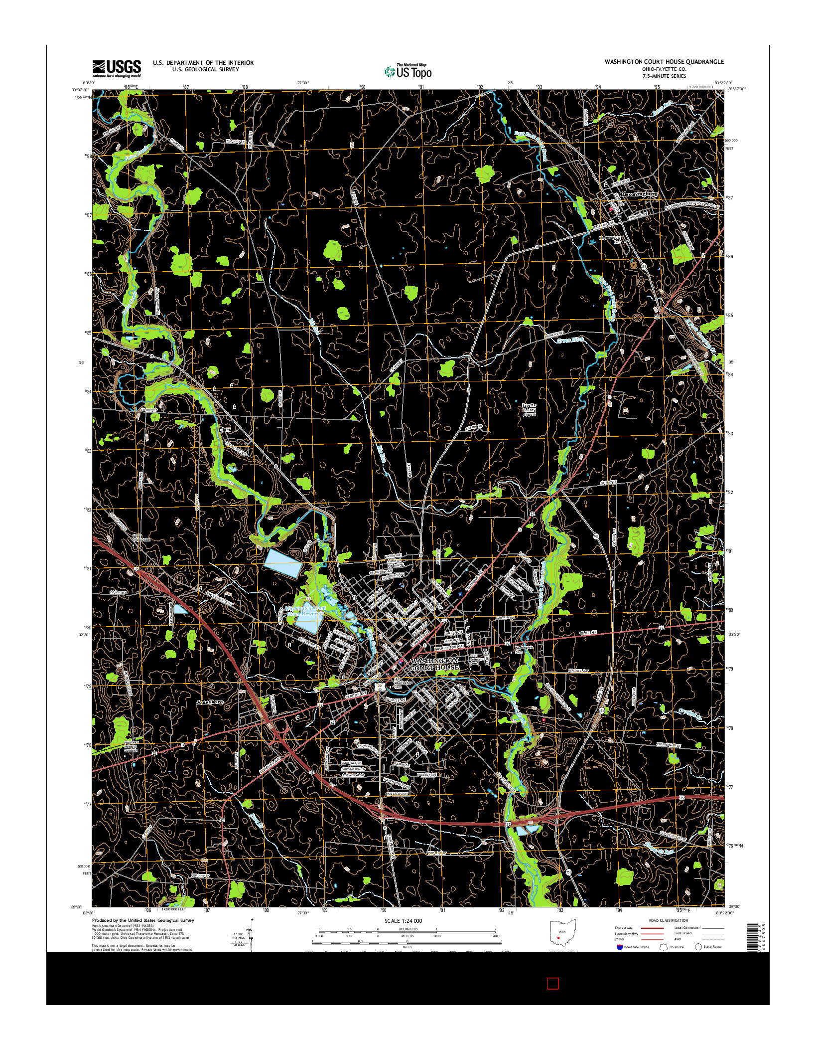 USGS US TOPO 7.5-MINUTE MAP FOR WASHINGTON COURT HOUSE, OH 2016