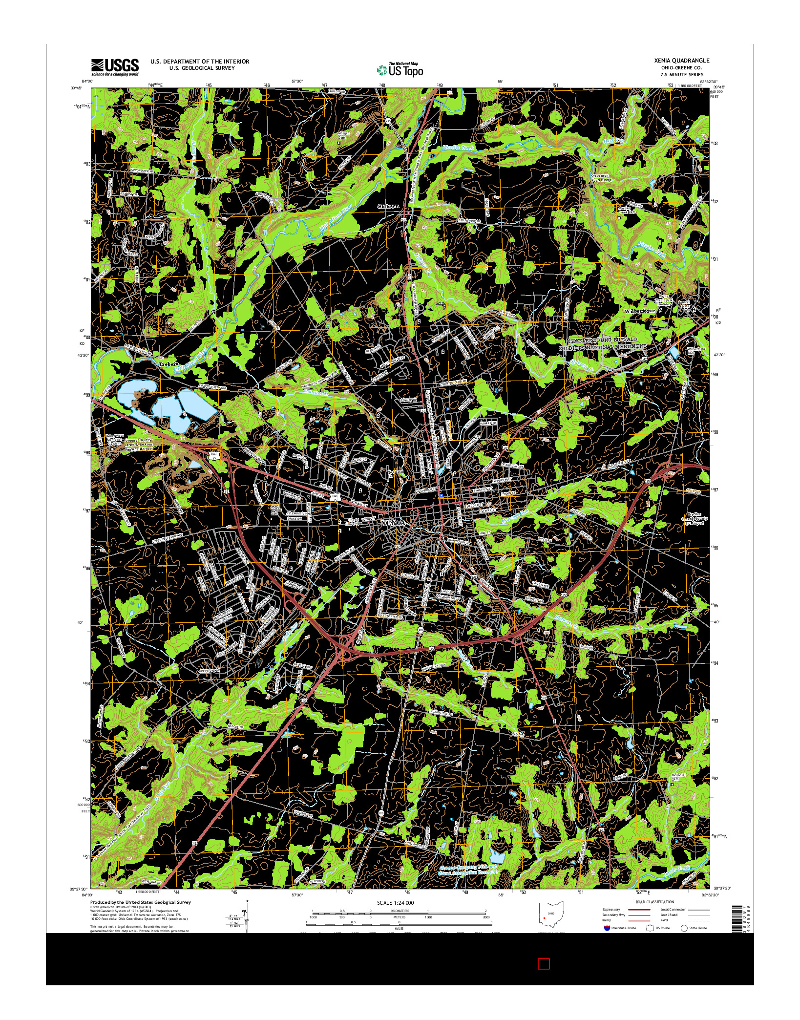 USGS US TOPO 7.5-MINUTE MAP FOR XENIA, OH 2016