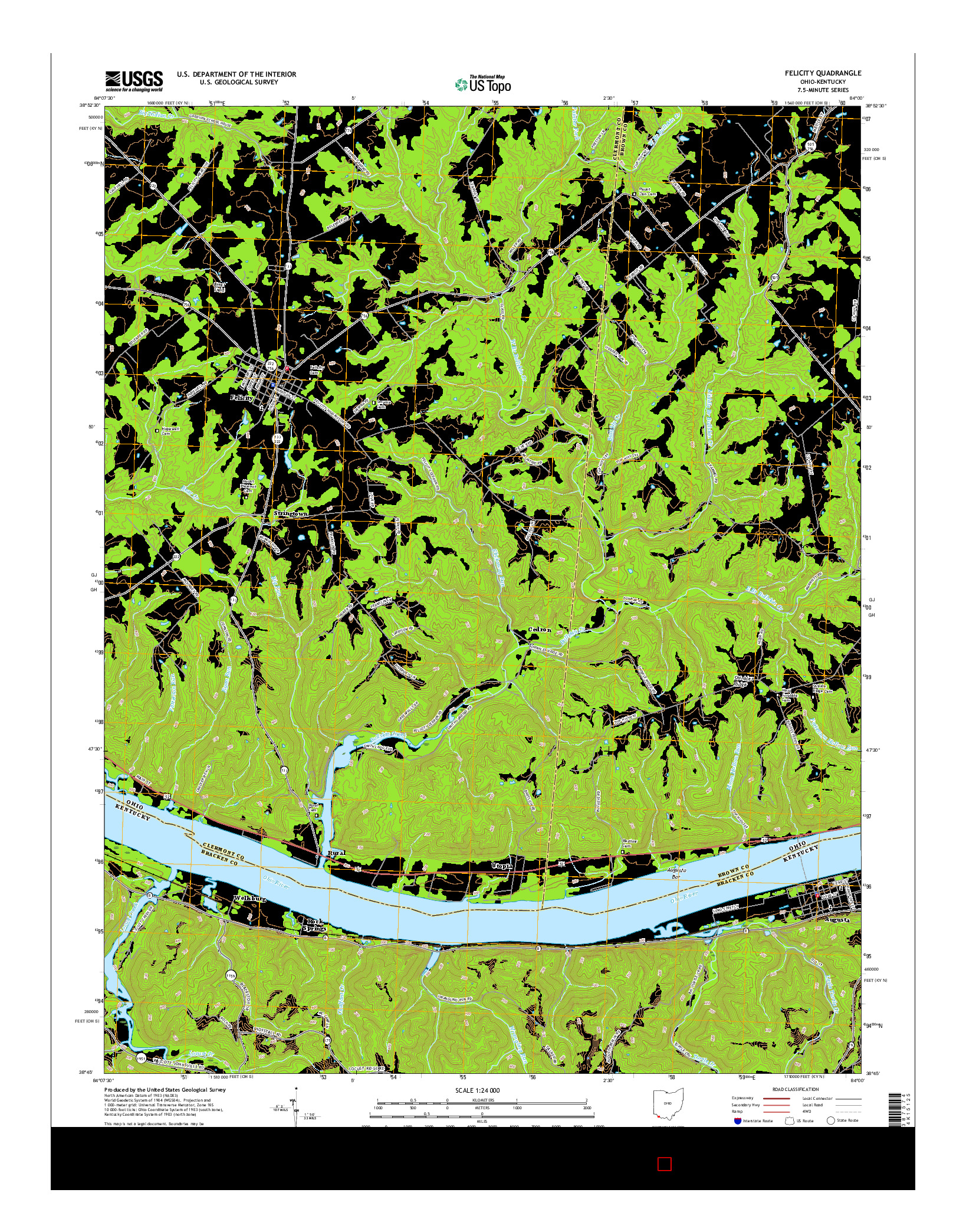 USGS US TOPO 7.5-MINUTE MAP FOR FELICITY, OH-KY 2016