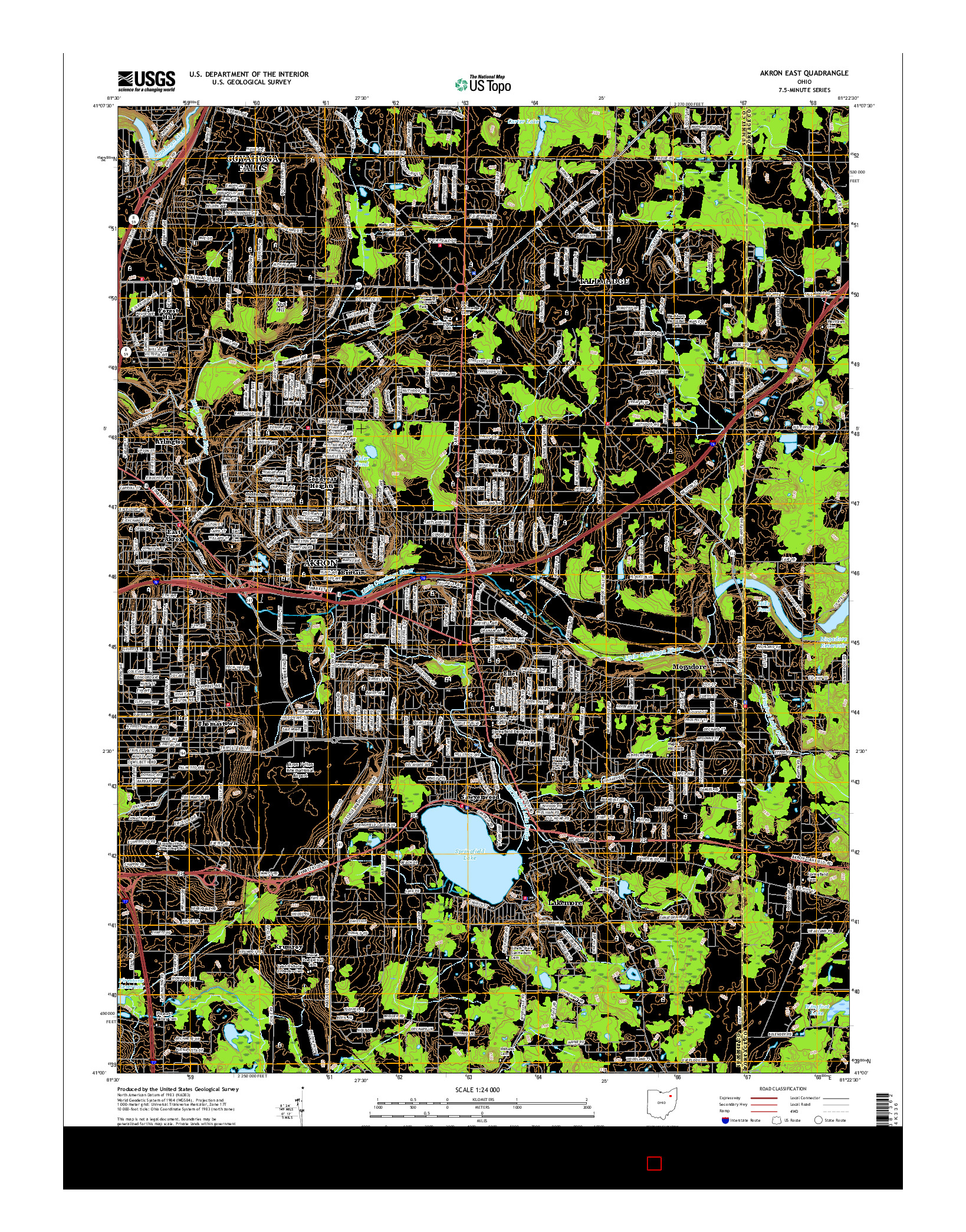 USGS US TOPO 7.5-MINUTE MAP FOR AKRON EAST, OH 2016