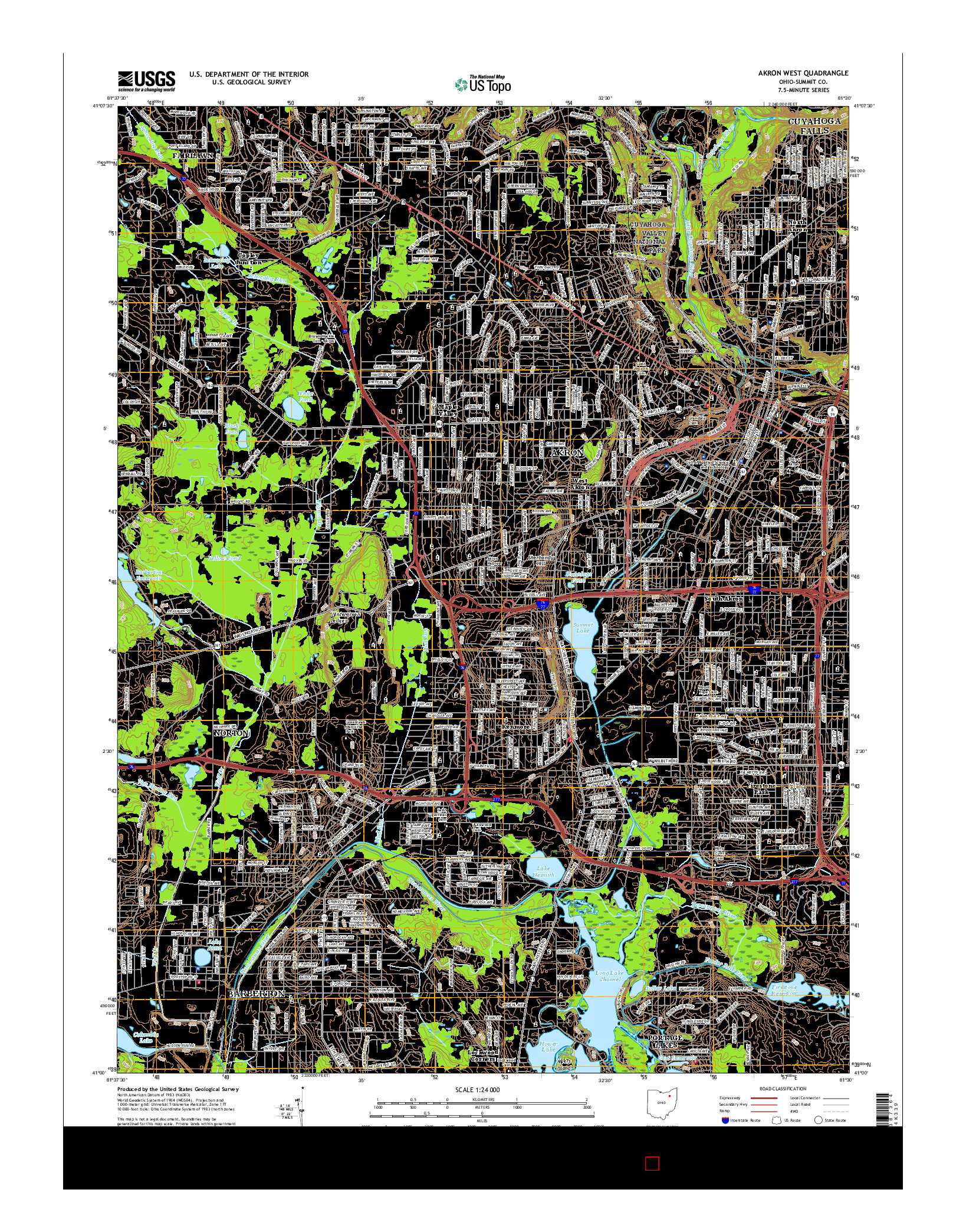 USGS US TOPO 7.5-MINUTE MAP FOR AKRON WEST, OH 2016