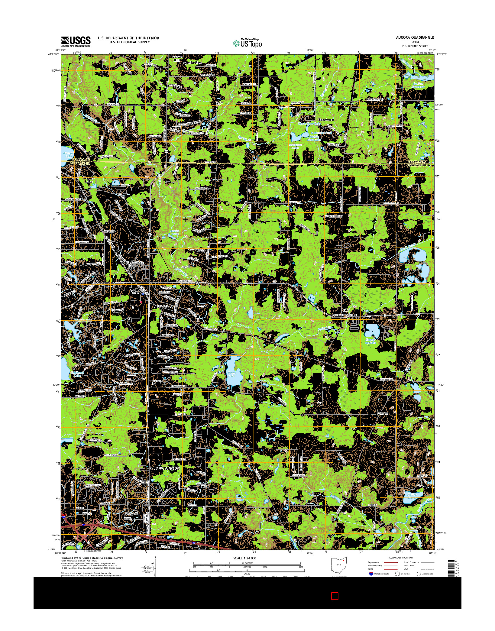 USGS US TOPO 7.5-MINUTE MAP FOR AURORA, OH 2016