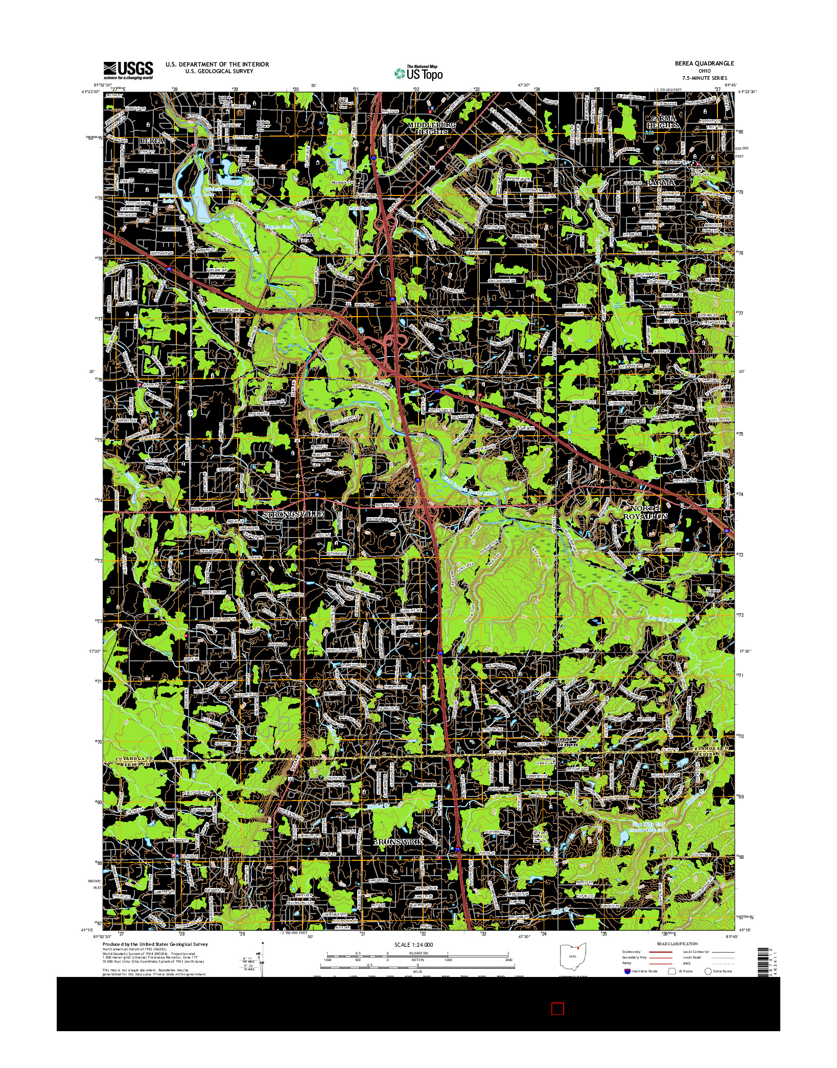 USGS US TOPO 7.5-MINUTE MAP FOR BEREA, OH 2016