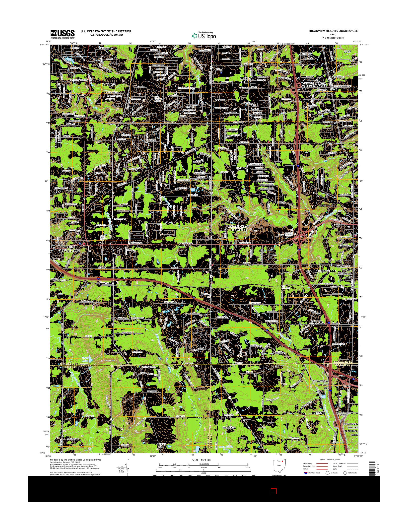 USGS US TOPO 7.5-MINUTE MAP FOR BROADVIEW HEIGHTS, OH 2016