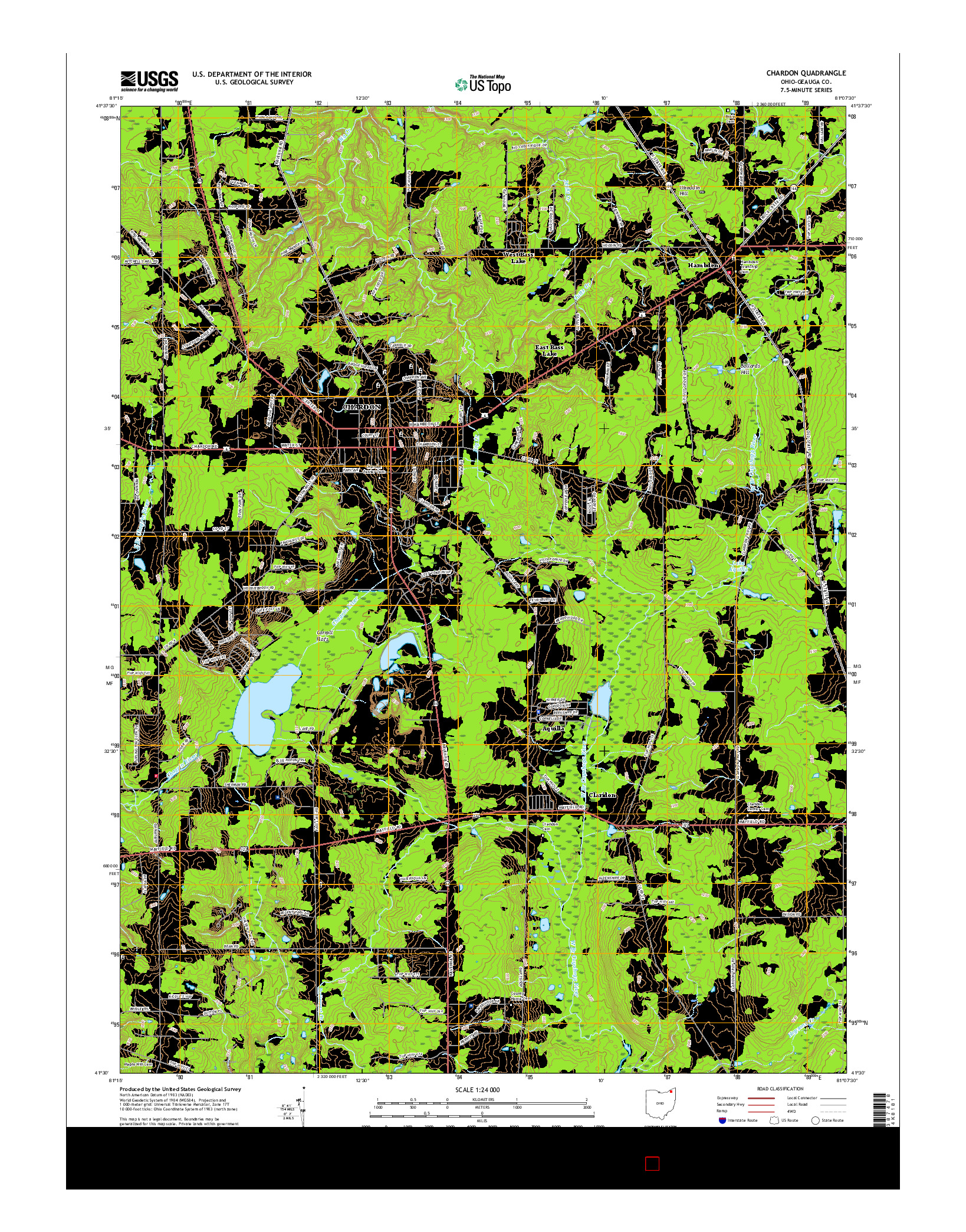 USGS US TOPO 7.5-MINUTE MAP FOR CHARDON, OH 2016