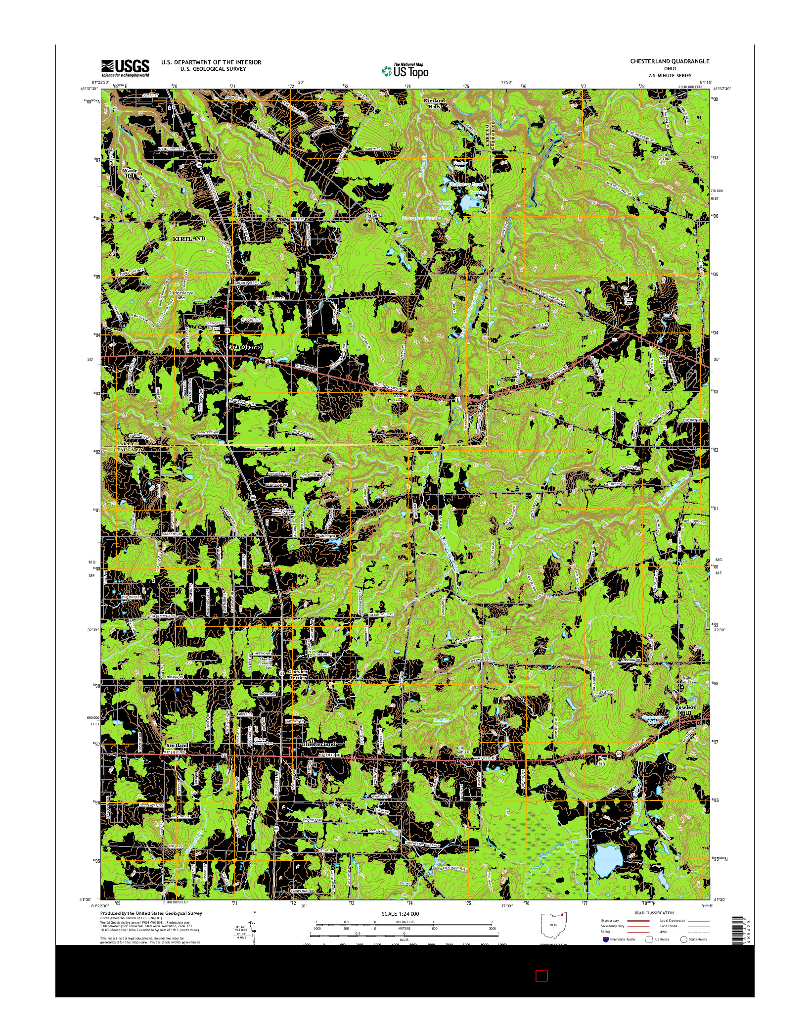 USGS US TOPO 7.5-MINUTE MAP FOR CHESTERLAND, OH 2016