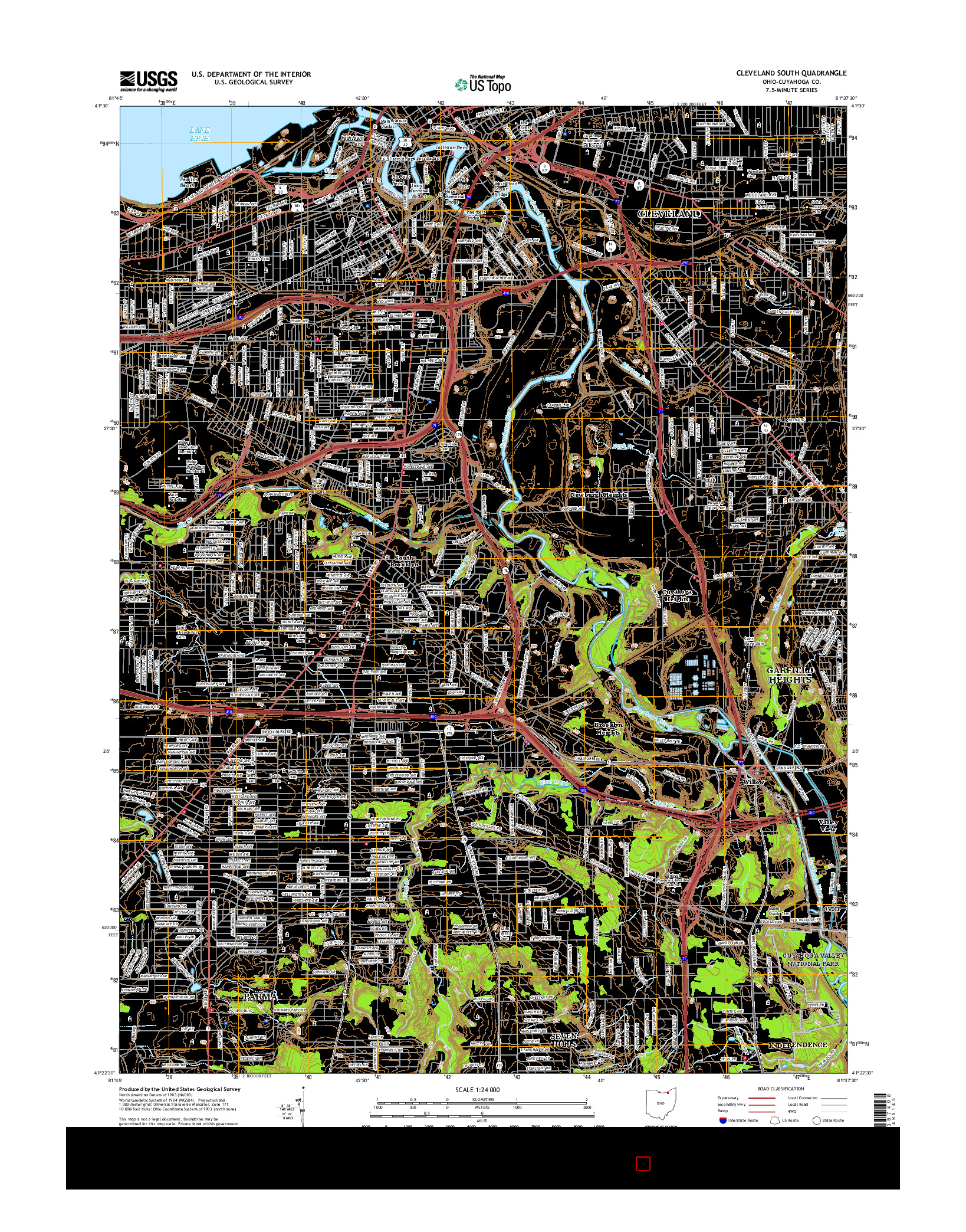 USGS US TOPO 7.5-MINUTE MAP FOR CLEVELAND SOUTH, OH 2016