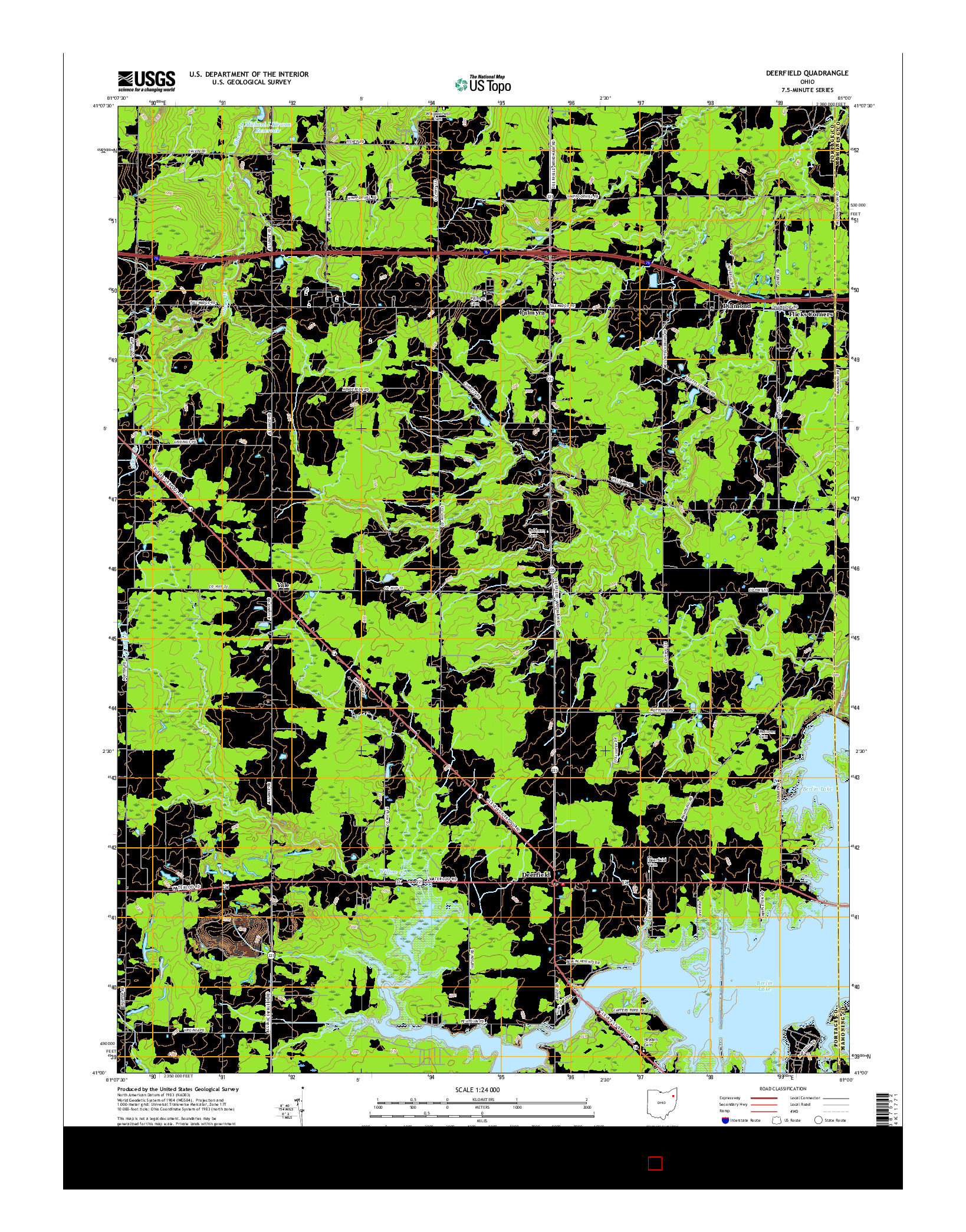 USGS US TOPO 7.5-MINUTE MAP FOR DEERFIELD, OH 2016