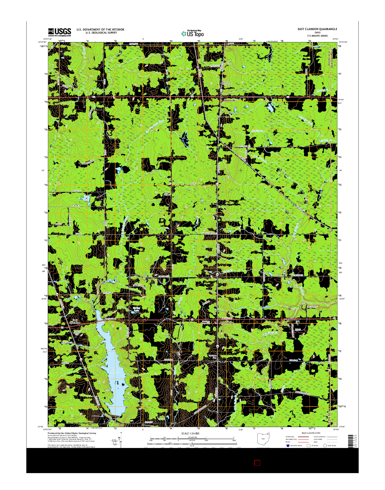 USGS US TOPO 7.5-MINUTE MAP FOR EAST CLARIDON, OH 2016