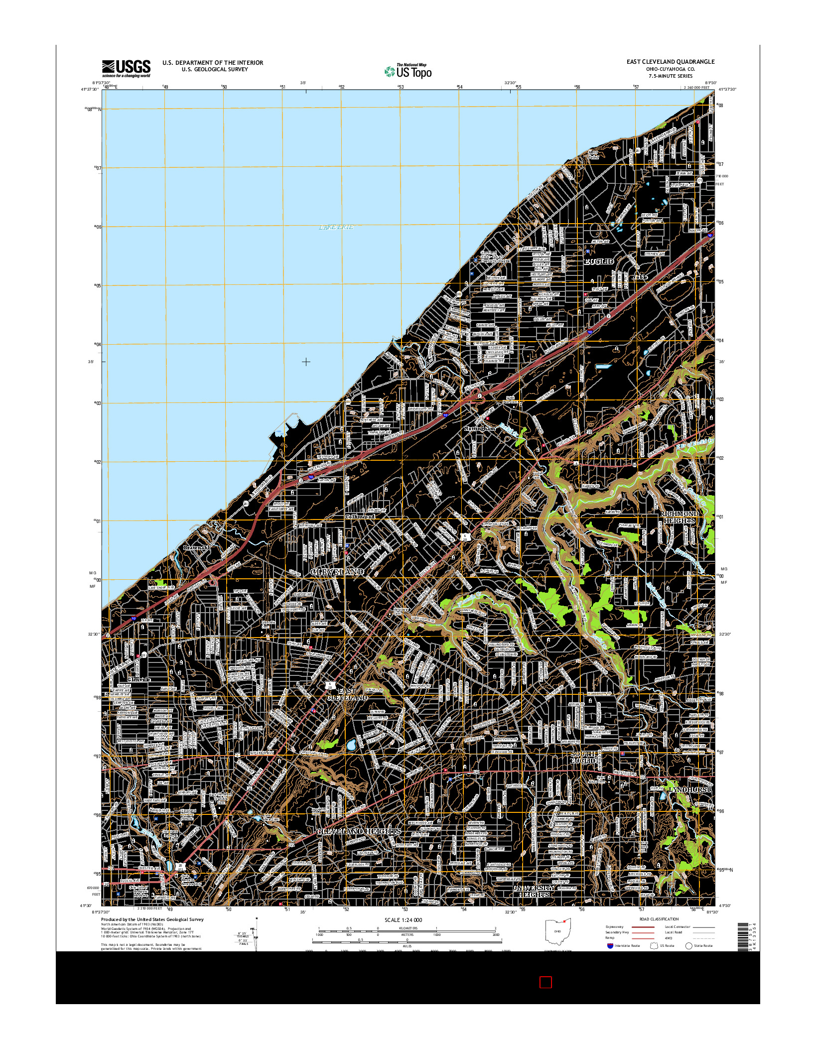 USGS US TOPO 7.5-MINUTE MAP FOR EAST CLEVELAND, OH 2016