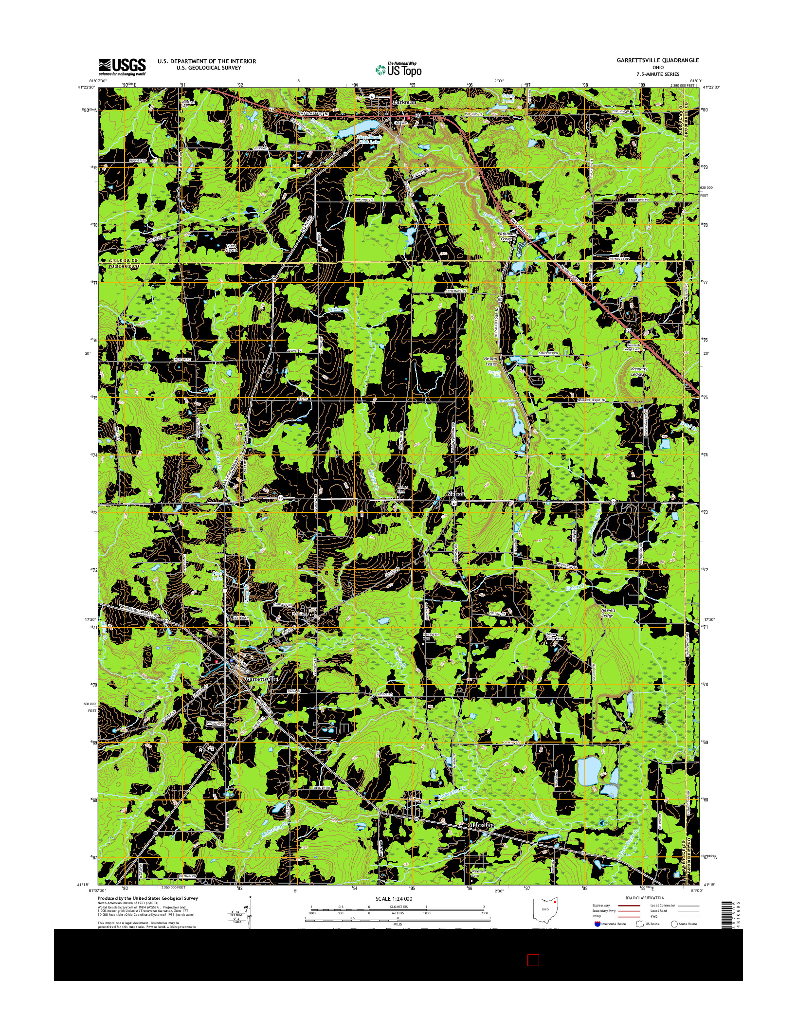 USGS US TOPO 7.5-MINUTE MAP FOR GARRETTSVILLE, OH 2016