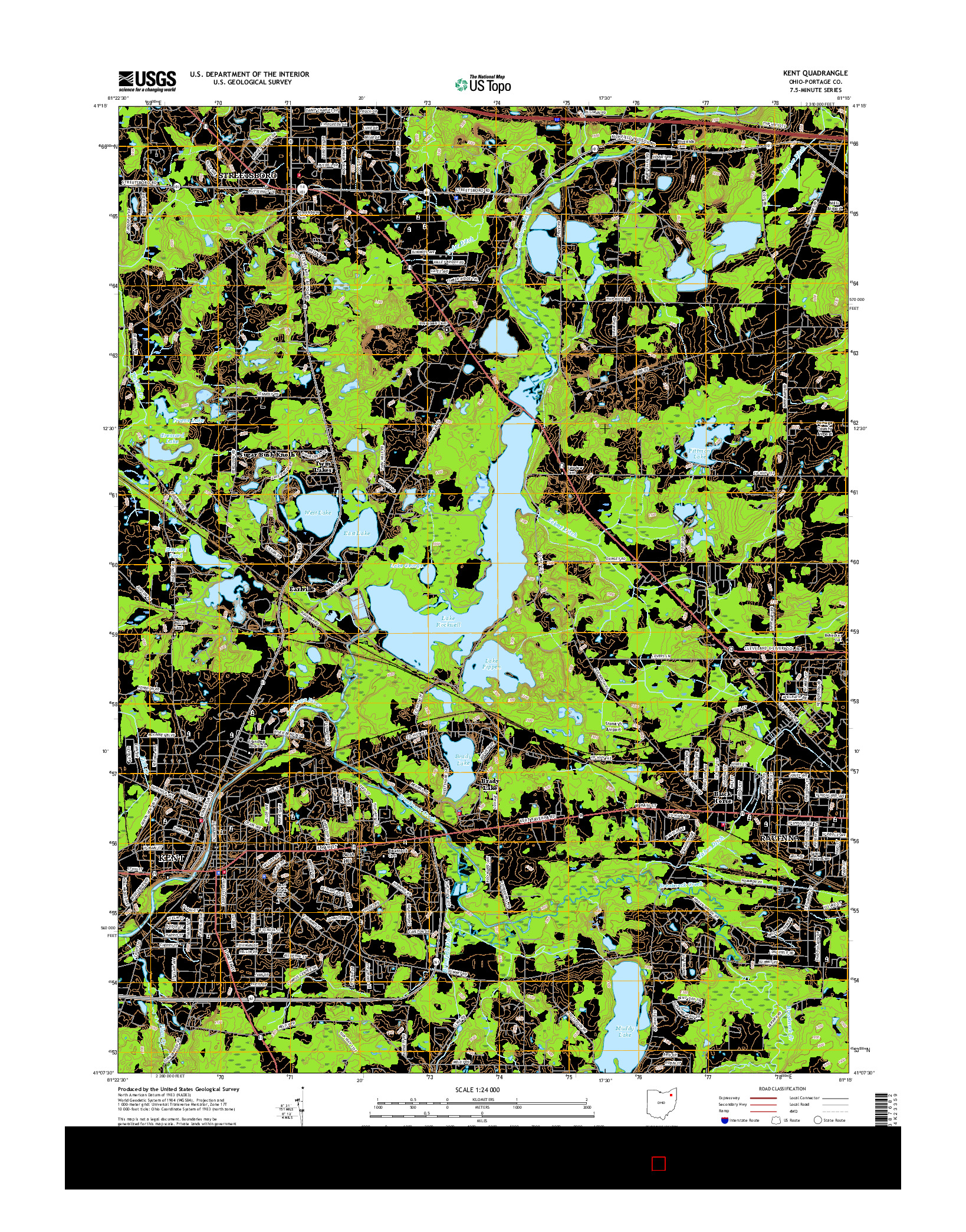 USGS US TOPO 7.5-MINUTE MAP FOR KENT, OH 2016