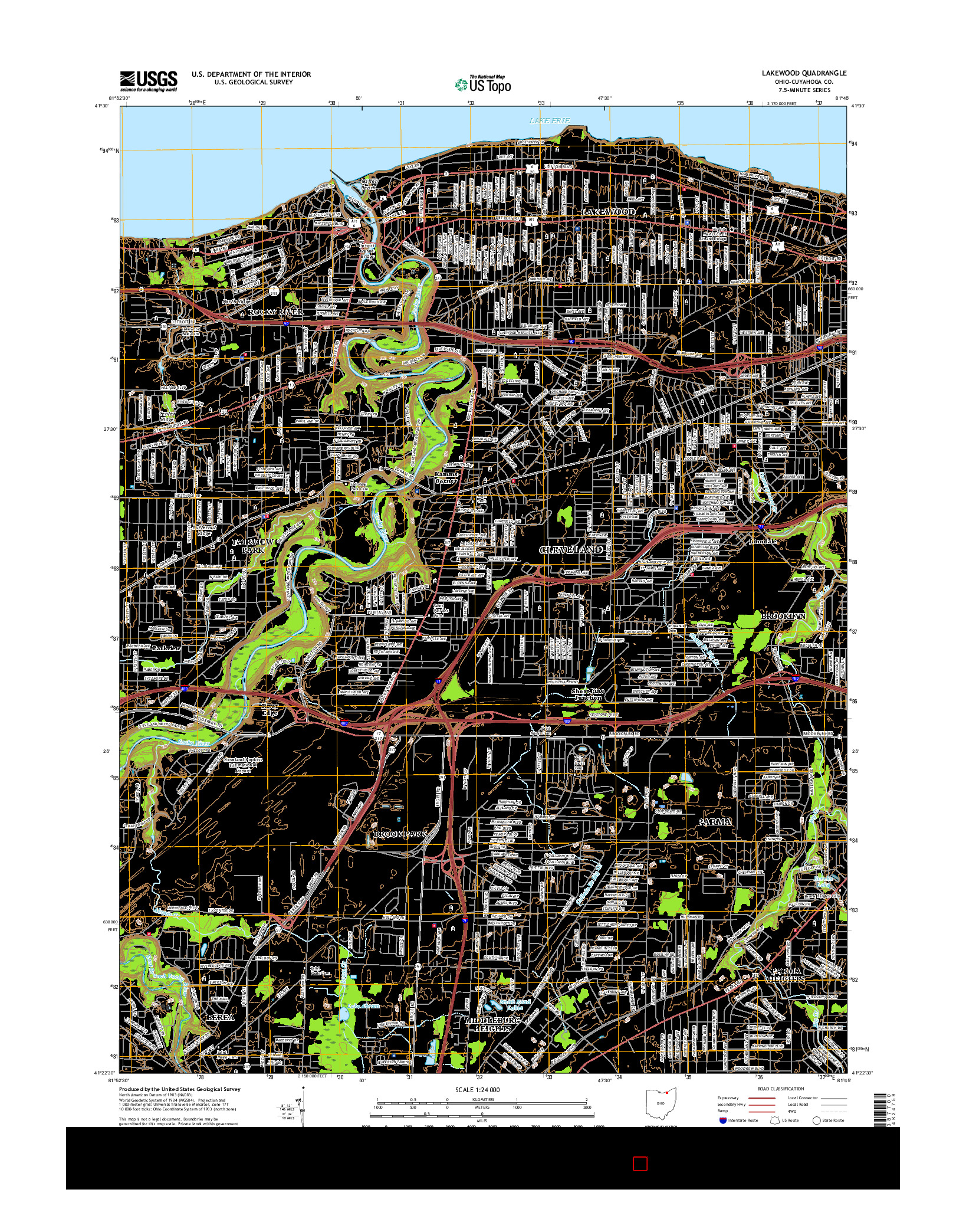 USGS US TOPO 7.5-MINUTE MAP FOR LAKEWOOD, OH 2016