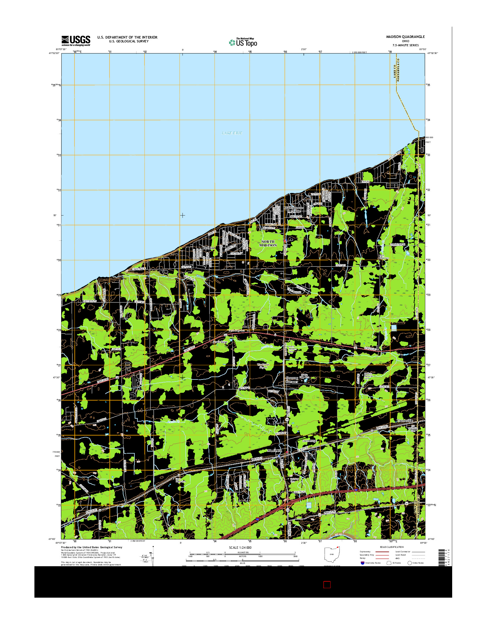 USGS US TOPO 7.5-MINUTE MAP FOR MADISON, OH 2016