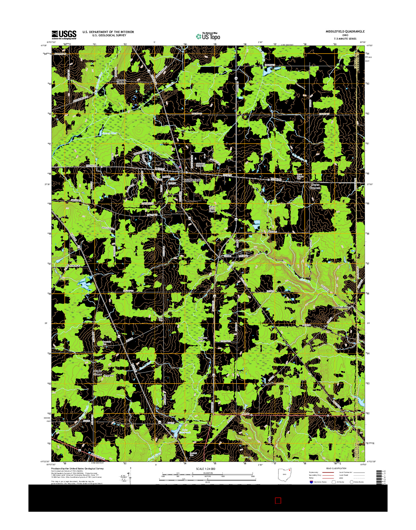 USGS US TOPO 7.5-MINUTE MAP FOR MIDDLEFIELD, OH 2016