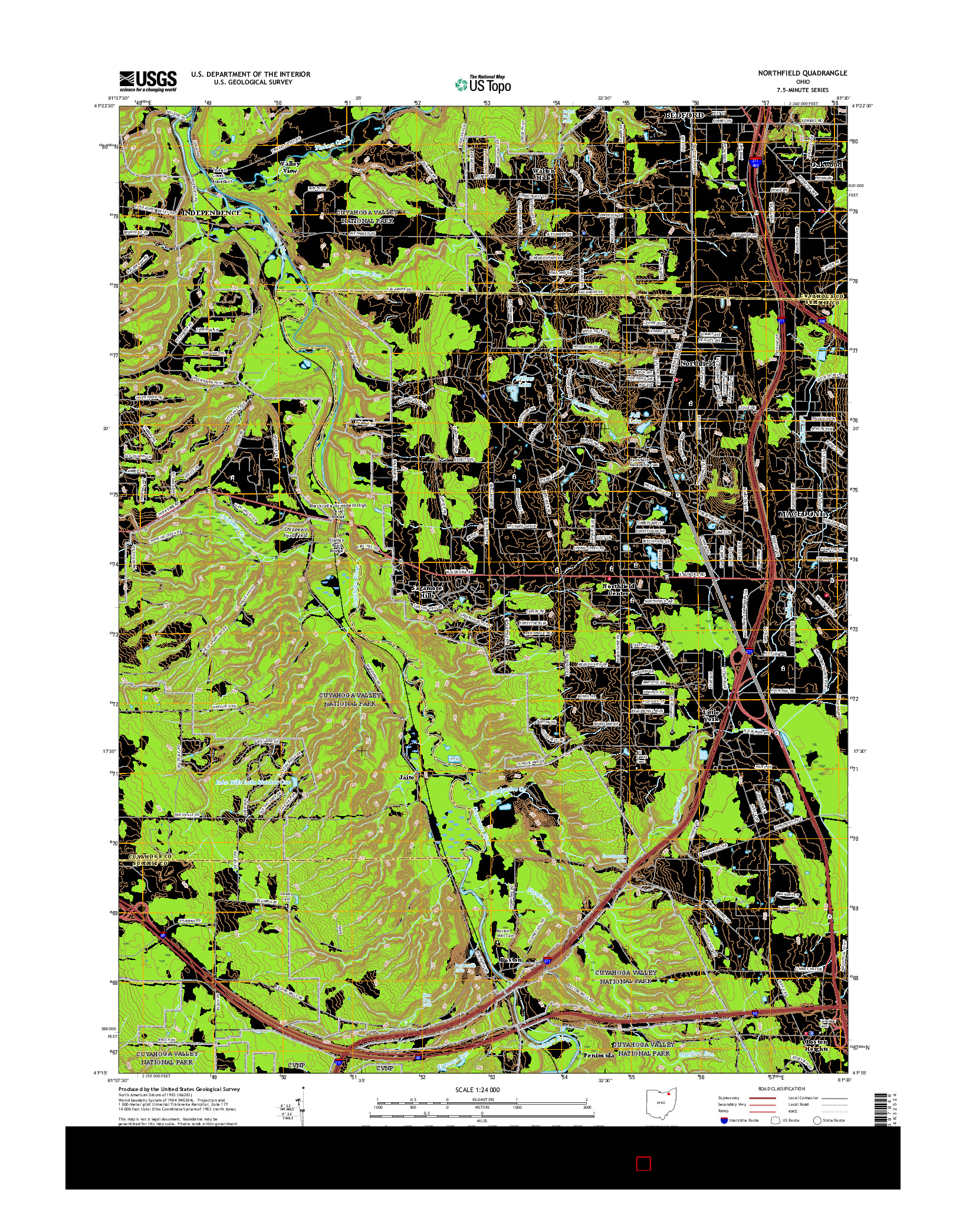 USGS US TOPO 7.5-MINUTE MAP FOR NORTHFIELD, OH 2016