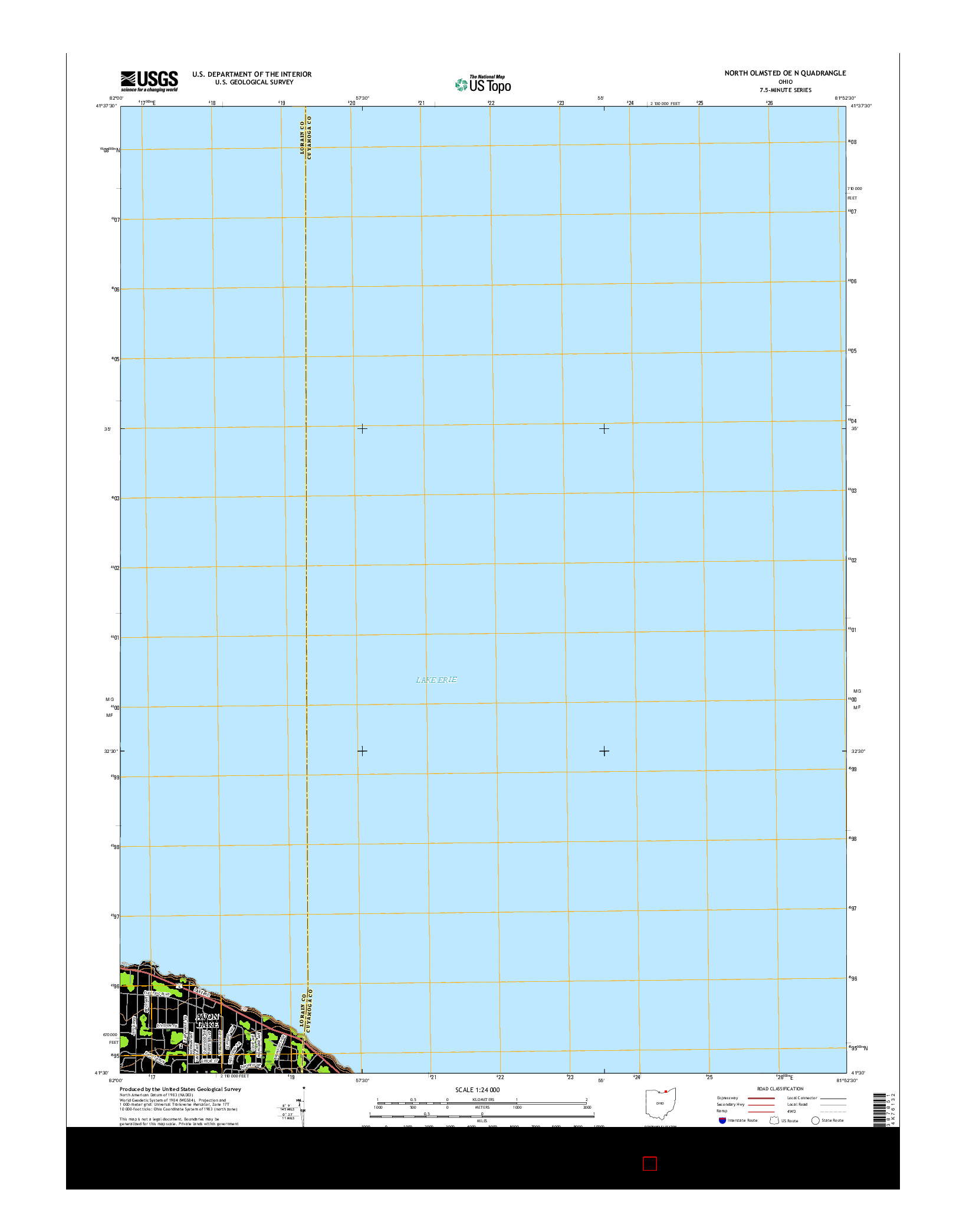 USGS US TOPO 7.5-MINUTE MAP FOR NORTH OLMSTED OE N, OH 2016